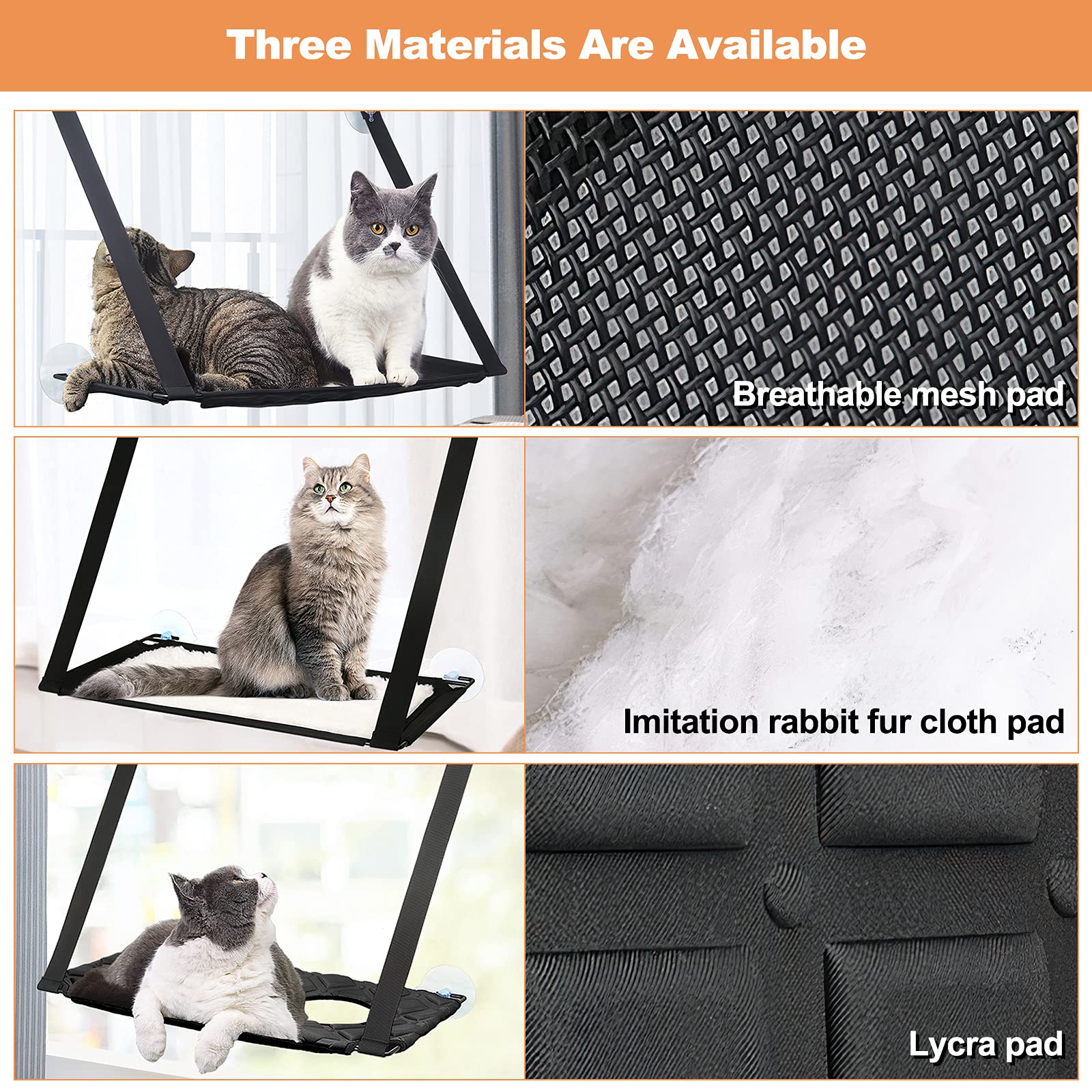 Galatée Hamaca para Gatos, Cama con Ventana para Gatos con 4 Ventosas, Asiento para Ventana con Hamaca para Gatos Que Soporta hasta 15 Kg（Tela De Licra, Rojo
