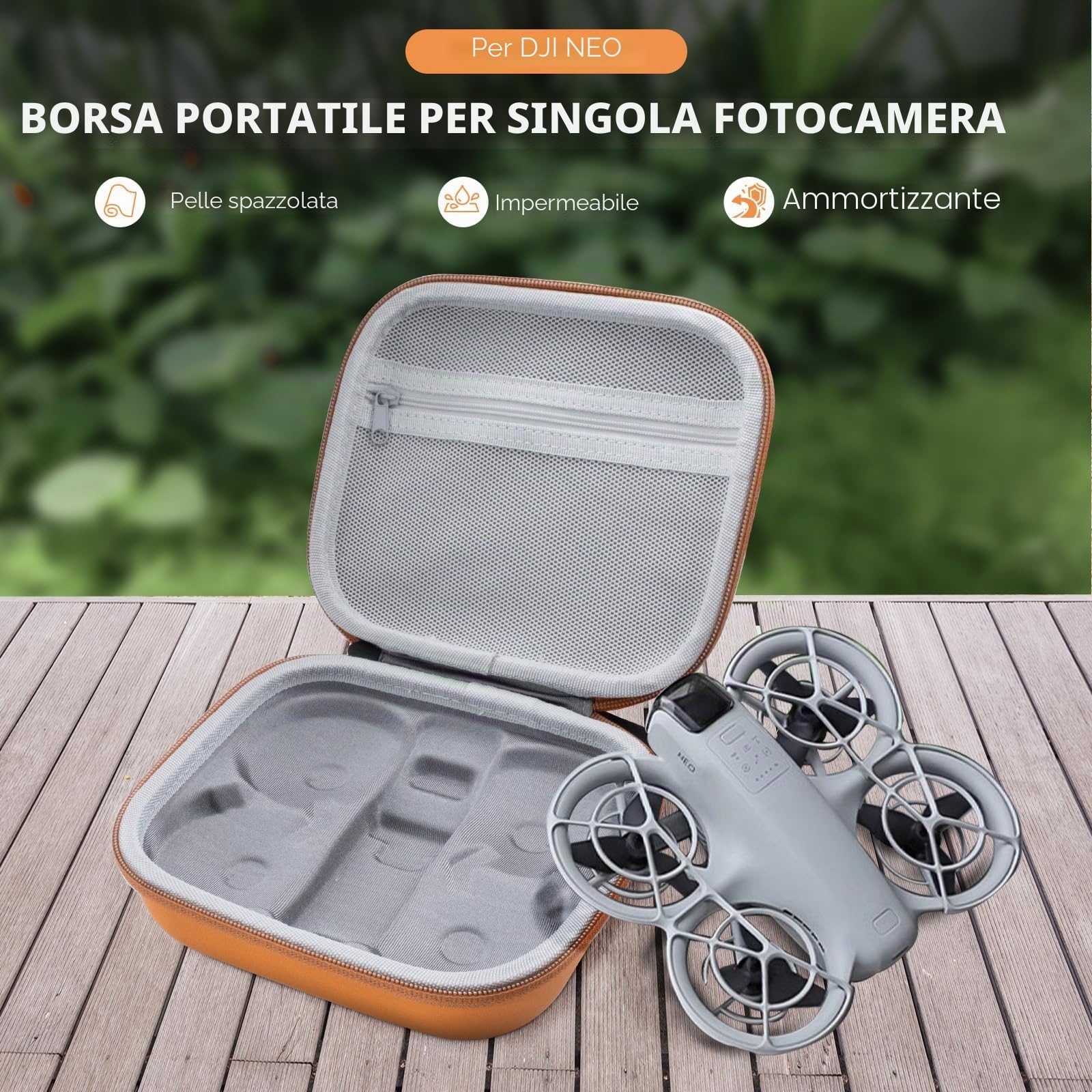 REYGEAK Custodia per il trasporto DJI NEO, custodia portatile in PU per accessori drone DJI NEO, custodia rigida impermeabile combinata con cavo dati/elica/protezione drone.