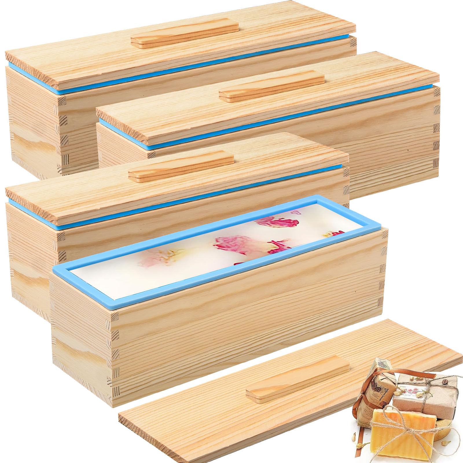 Lot de 4 Moules à Savon Rectangulaires en Silicone 1200 ml