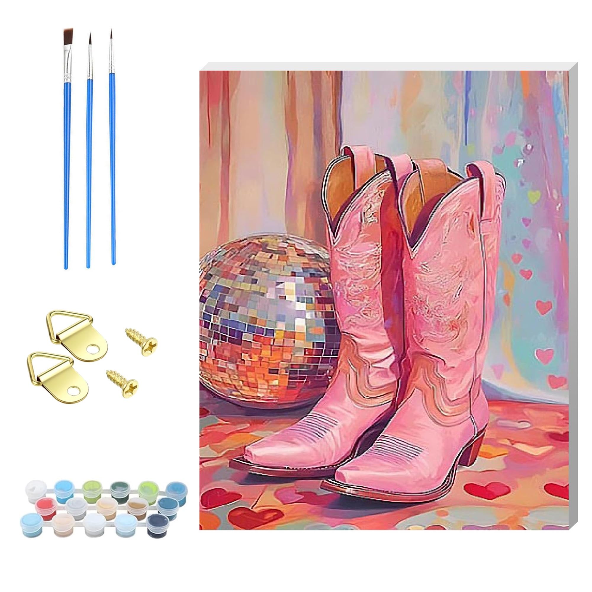 Nianxi Wooden Framed Shoes Paint by Numbers Kits for Adults,DIY Painting Kit on Canvas, Color by Numbers Acrylic,Adult Paint by Number for Wall Decor and Gifts (Shoes)