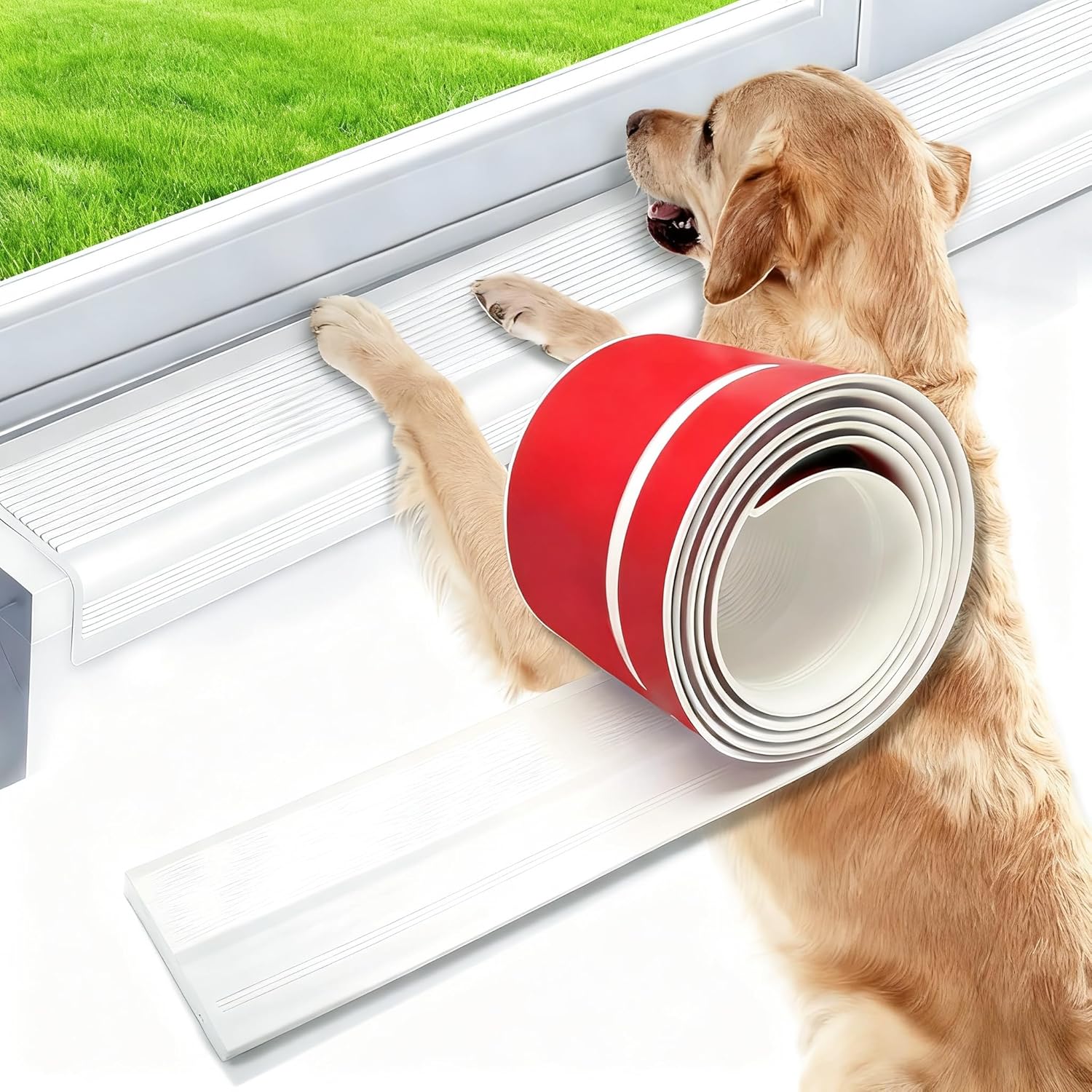 Dog Scratching Windows Sill Protector, Window sill Protector for Dogs, Prevent Dog and Cat Scratching, 4 x 1.6 inch Rubber Furniture Edge Protectors(78.7" White) 2M(78.7")