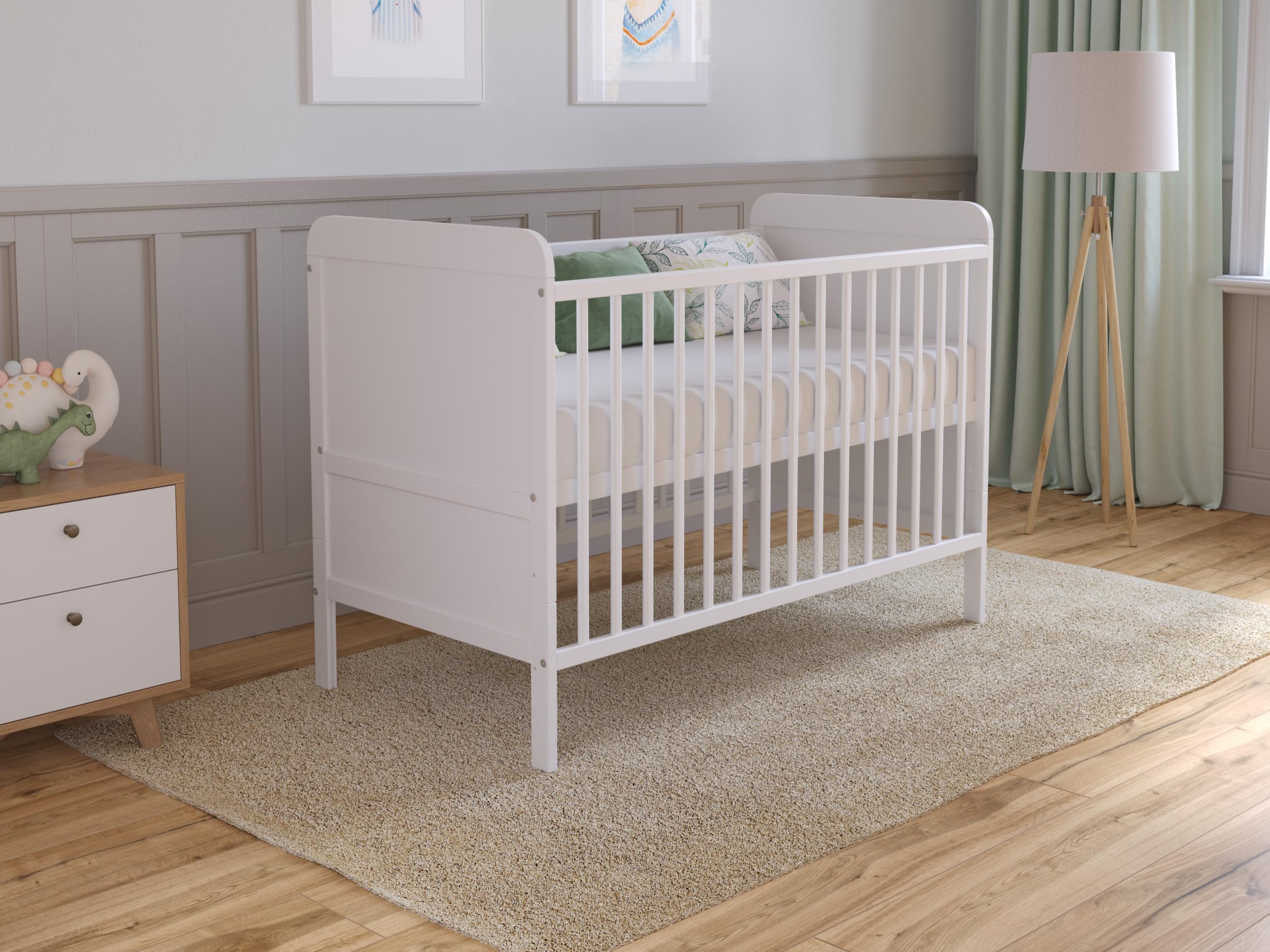 Love For Sleep Lit Bebe Evolutif avec Matelas - Lit Bebe 120x60 cm Bois avec Matelas - Lit Bébé Lit Bois Blanc, Lit Bébé Set Complet Lit Evolutif Bebe