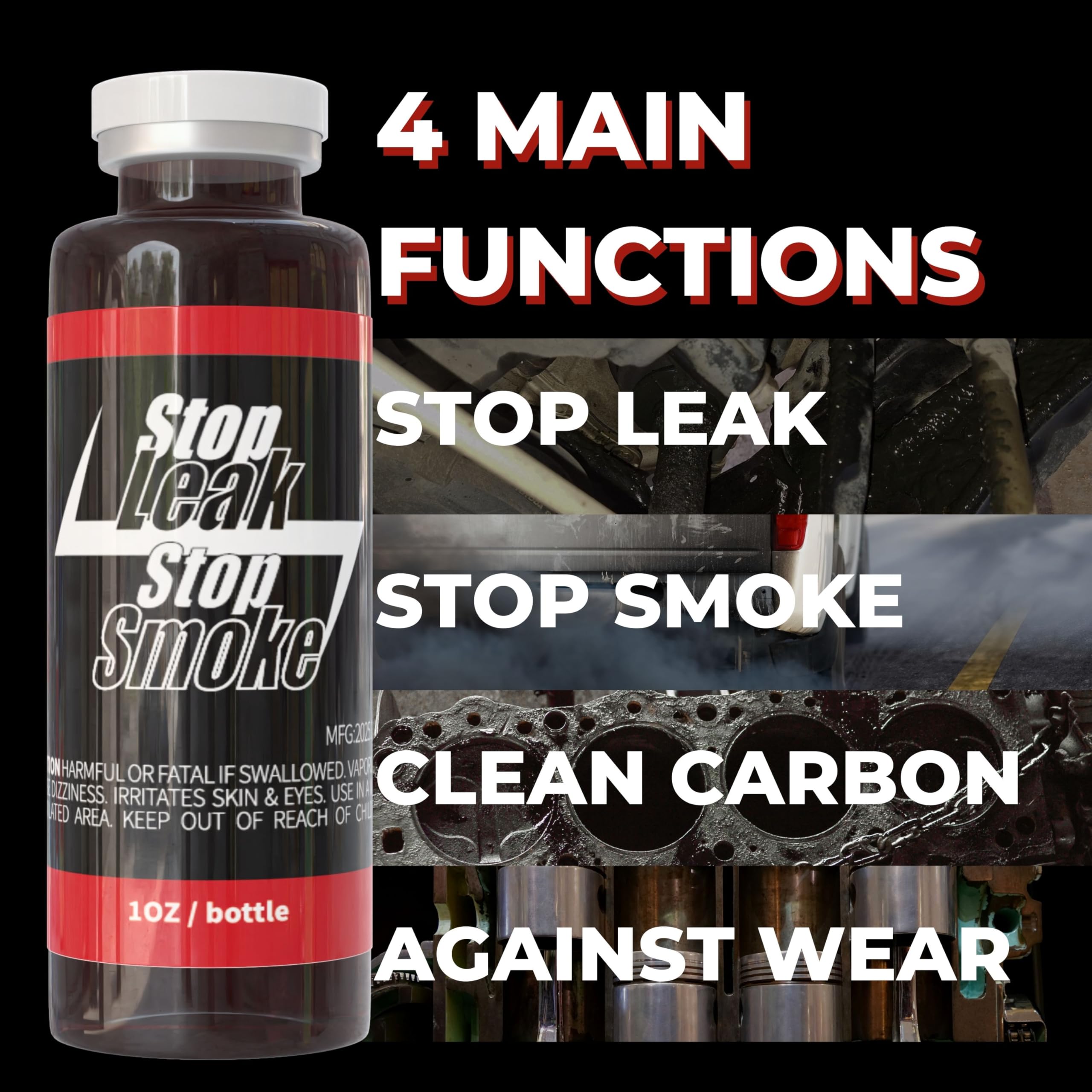 Engine Wizard - Engine Oil Stop Leak (1oz) Engine Treatment, Stop Leaks and Stop Smoke without Needing to Dismantle
