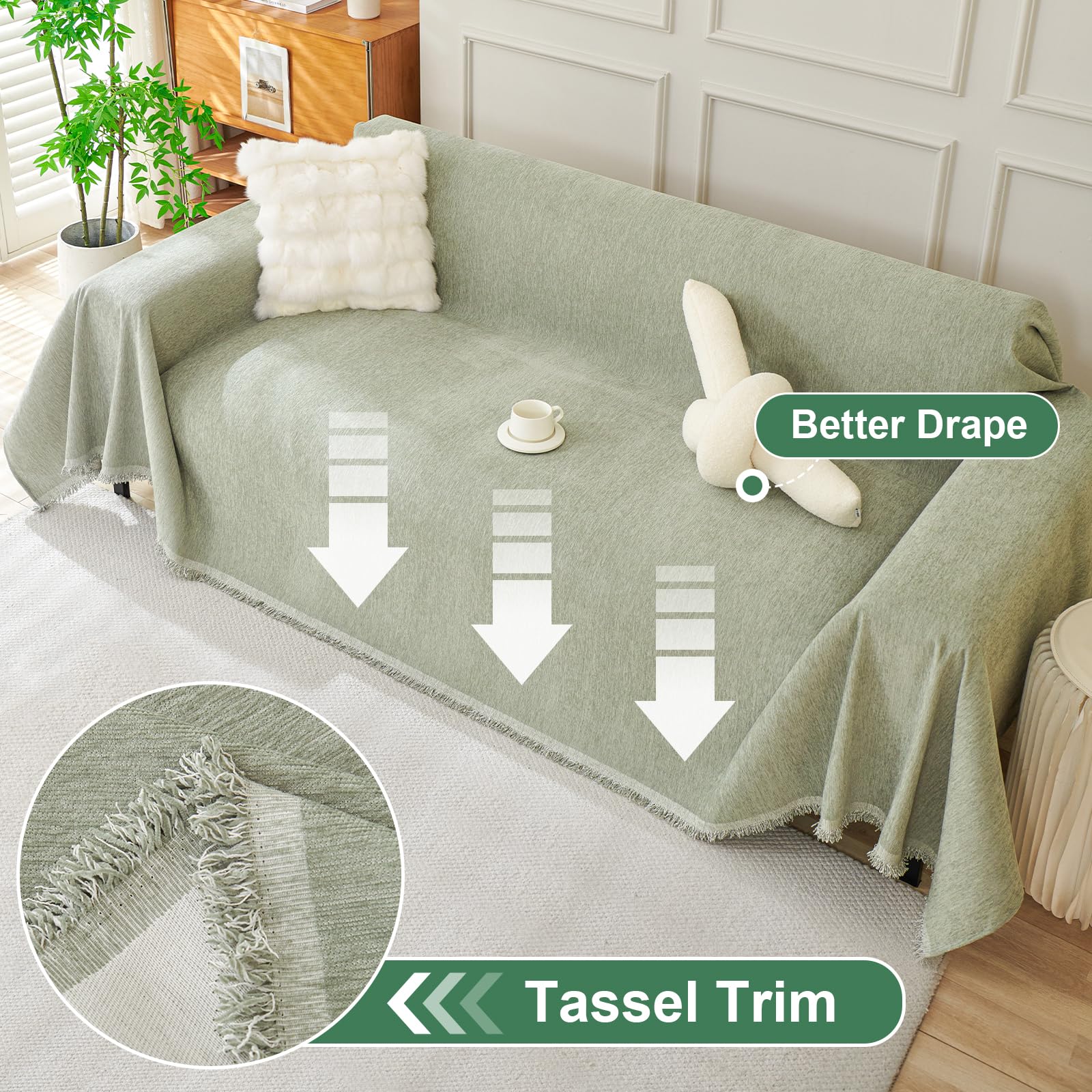 OstepDecor Chenille Sofa Cover 3 Seater, Dog Couch Cover for Corner Sofa Washable Sofa Slipcover - Image 3