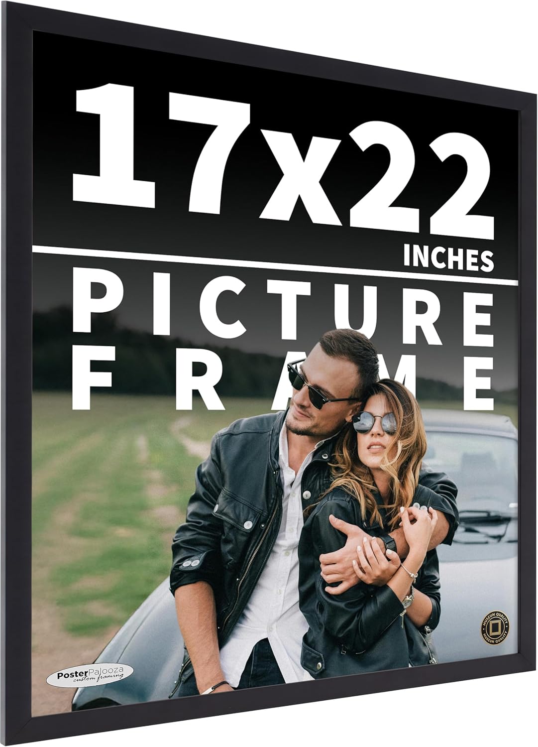 Poster Palooza 17x22 Contemporary Black Wood Picture Frame - UV Acrylic, Foam Board Backing, & Hanging Hardware Included