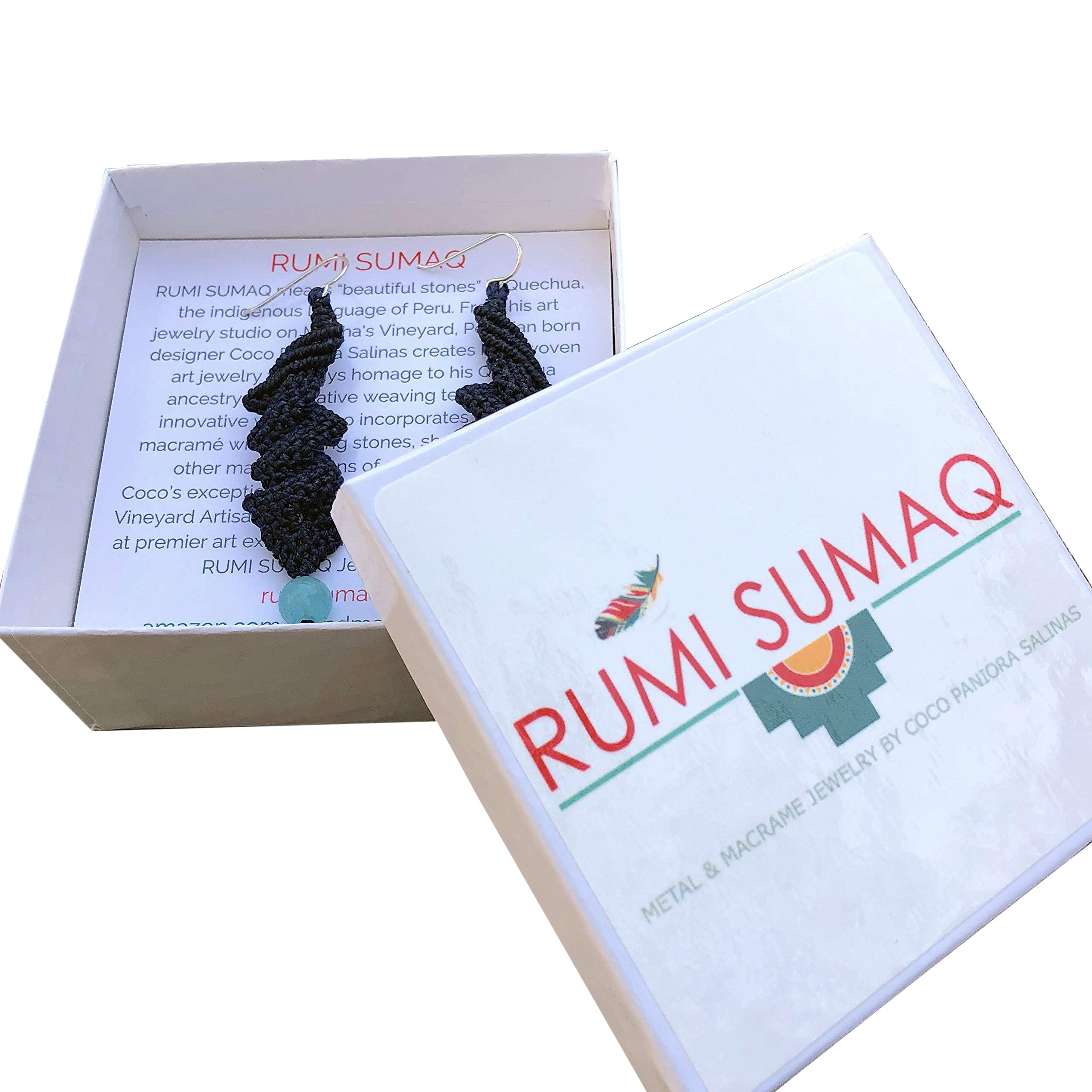 Custom Made Earrings Knotted Micro Macrame Blue Amazonite Crystal Stone Bead Sterling Silver Handmade Geometric Tribal Jewelry