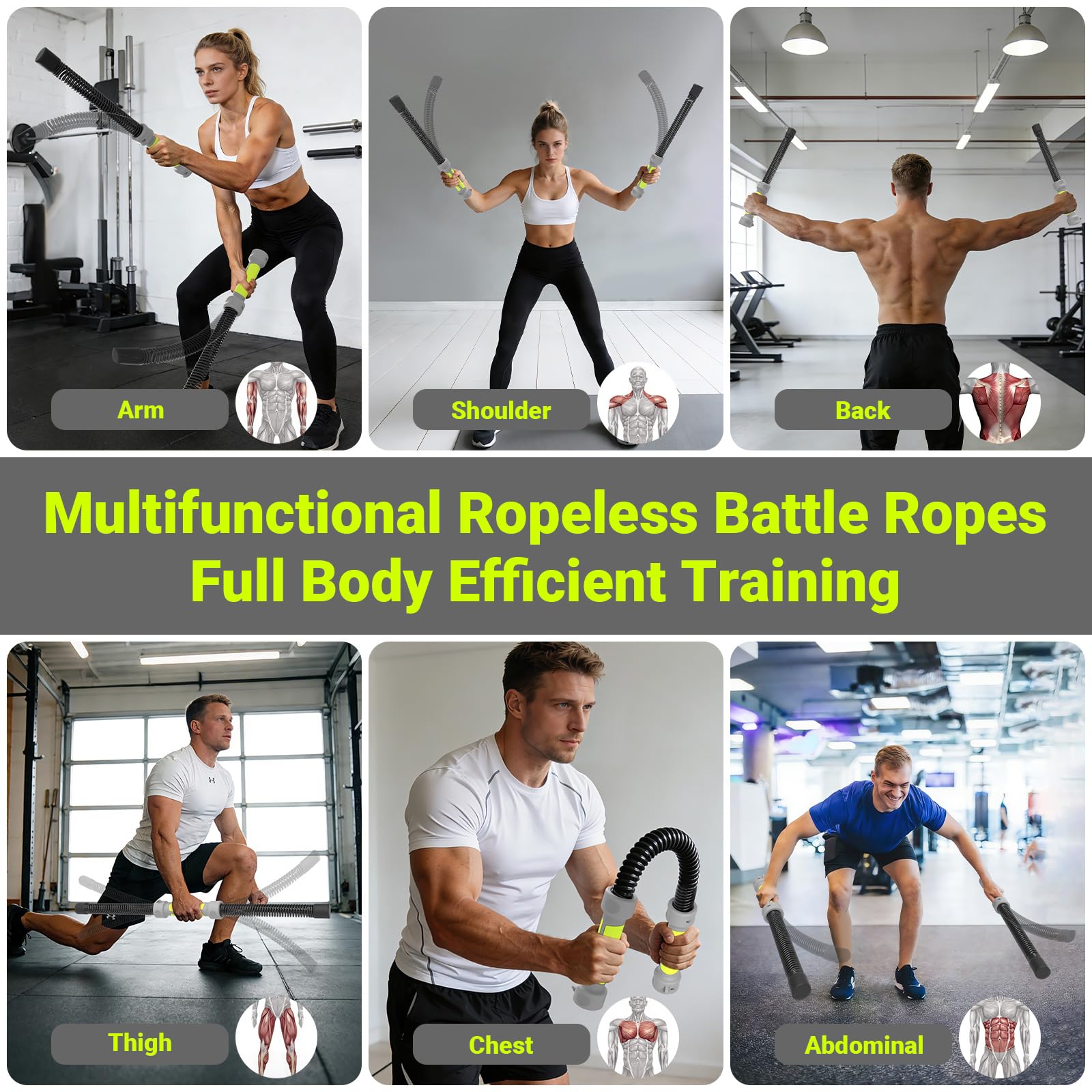 Cuerdas de Batalla inalámbricas Pesadas: Cuerdas de Batalla portátiles con función 3 en 1 actualizadas 2026 para Gimnasio en casa, Cardio, Entrenamientos HIIT y Entrenamiento Muscular, Entrenamiento