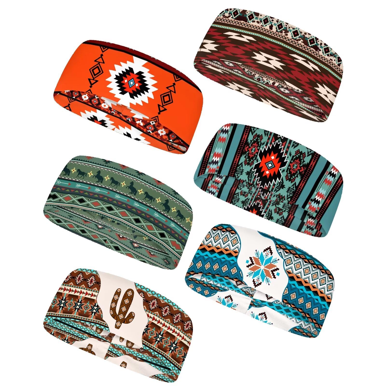 Forchrinse Sunflower with Text Print 6Pieces Sport Sweatband Headband for Soft Elasitc Headband Hair Bands Unisex Outdoor Sport Headbands
