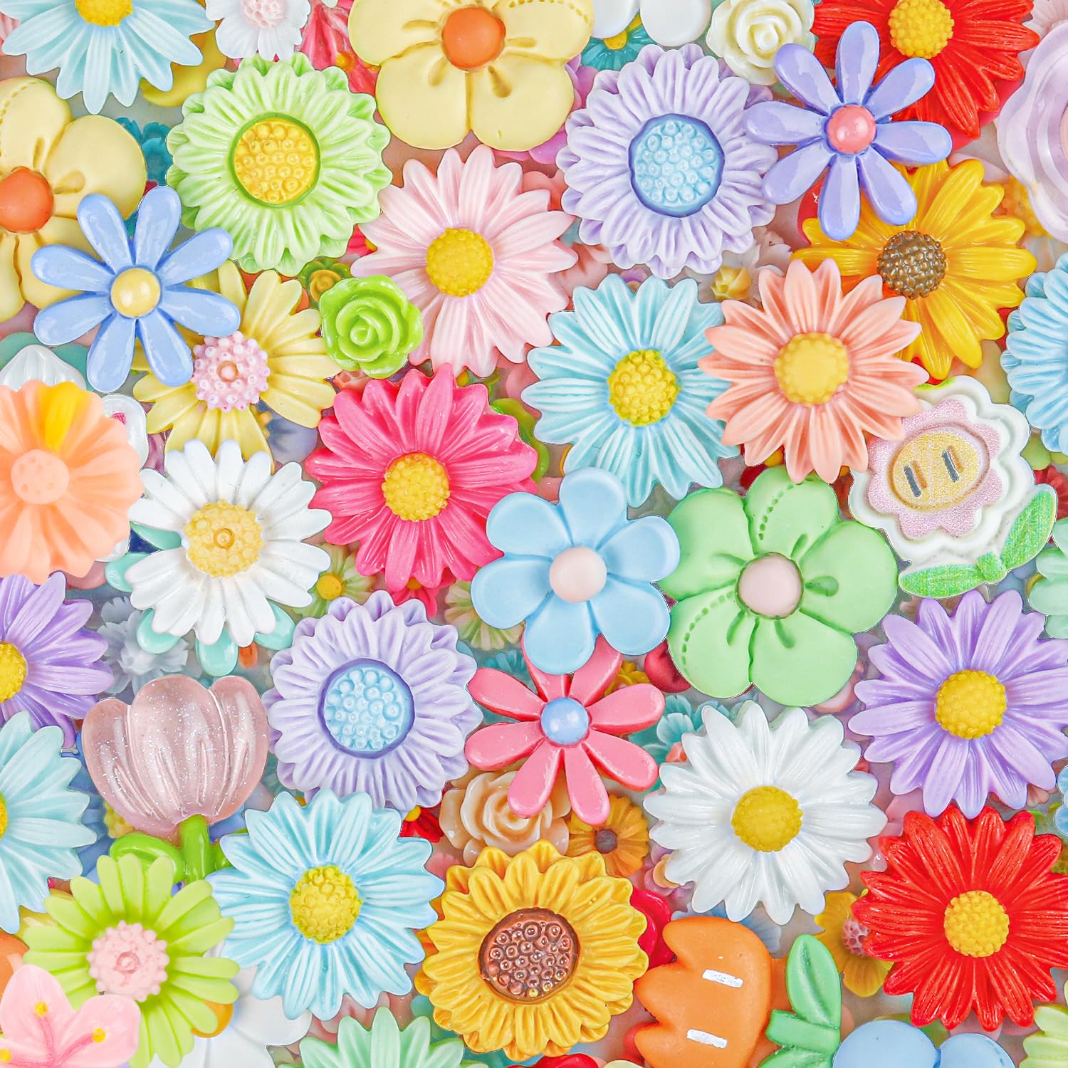 175Pcs Flatback Resin Flower Charms for Craft DIY Tiny Flower Cabochons Embellishment Mixed Colors Daisy for Jewelry Making Scrapbooking Resin Slime Charms Hair Clips Bracelets Phone Case Decor