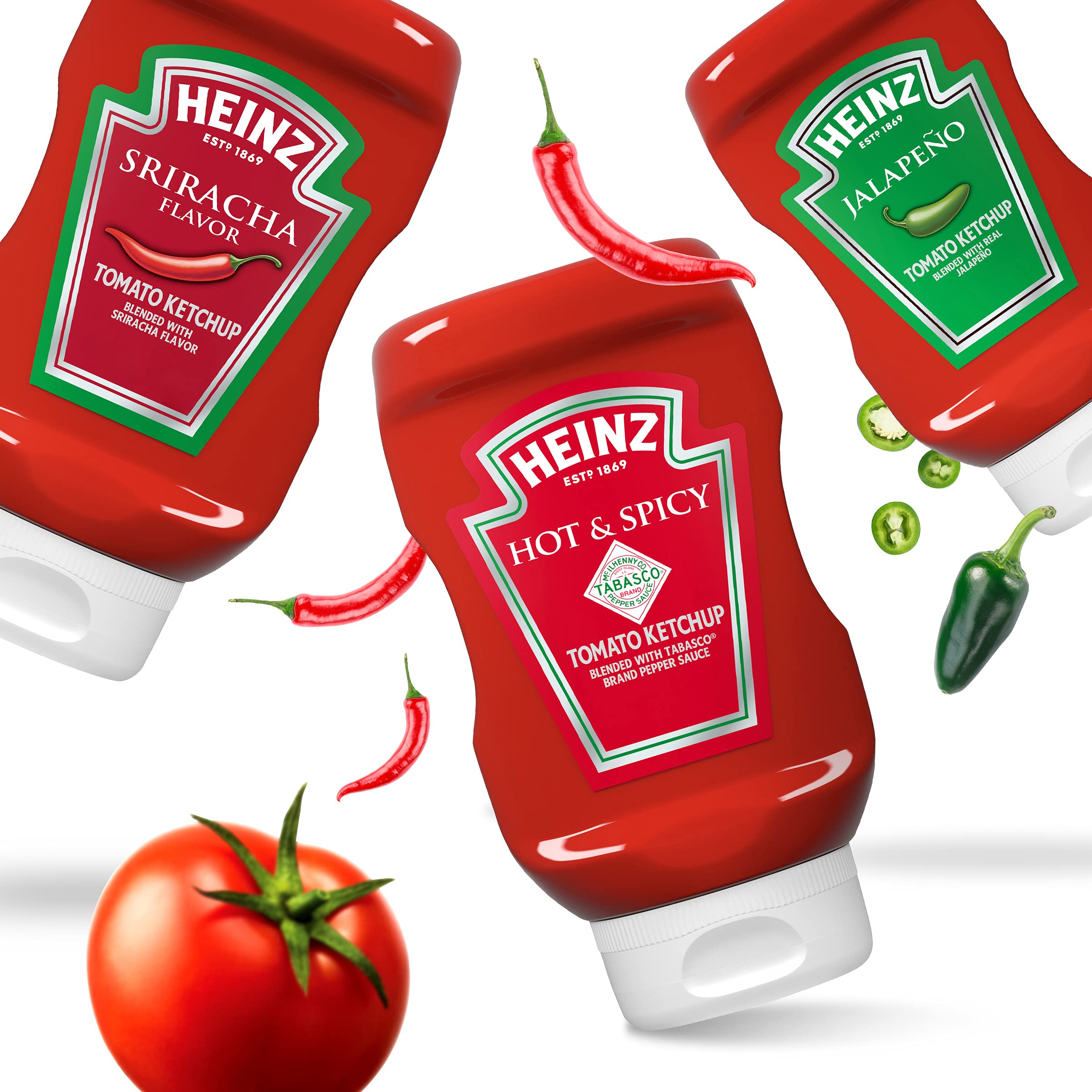 Heinz Hot & Spicy Tomato Ketchup Blended with Tabasco Pepper Sauce (6