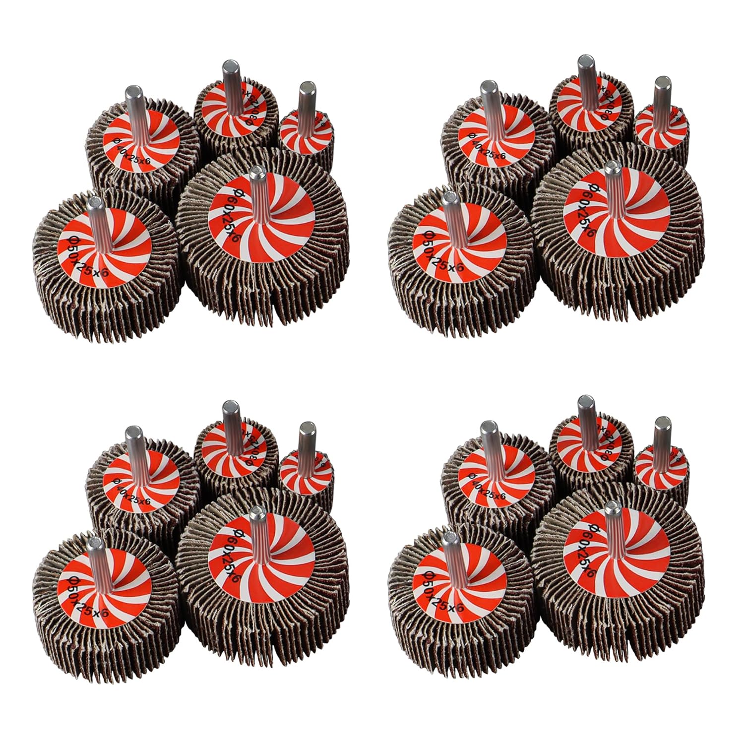 20Pcs 60/80/120/240 Grit Flap Wheel Sande 1/4 Mounted Shank Flap Wheels Aluminum Oxide Cylindrical Shape Sanding Wheel Fits All Drills for Remove Rust, 5 Sizes: 20/30/40/50/60 mm