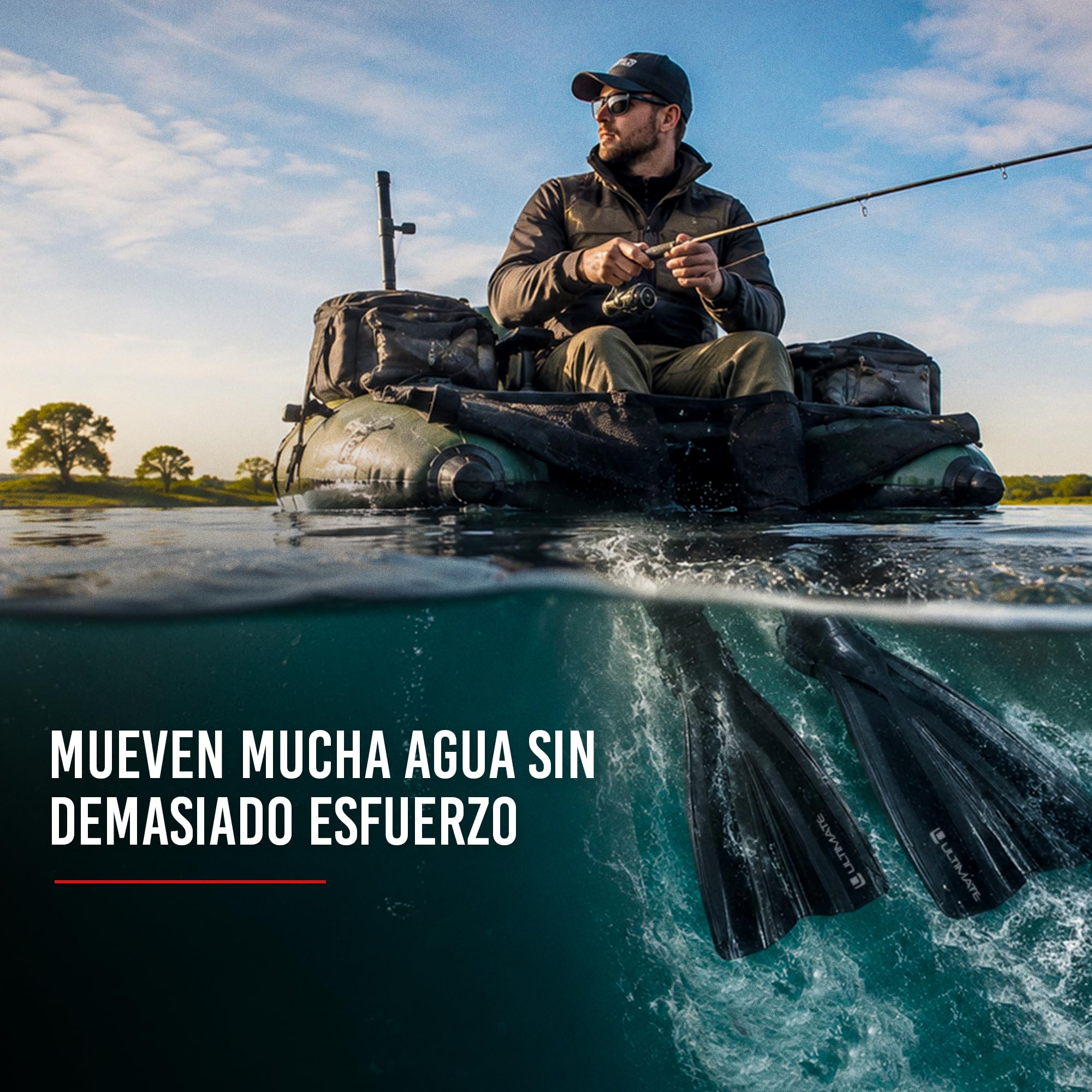 Ultimate Bellyboat Aletas - Talla Universal - Aletas para Pato De Pesca