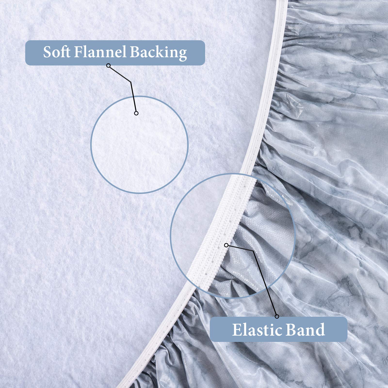 UMINEUX Round Fitted Vinyl Tablecloth with Elastic Edged & Flannel Backing - Image 4