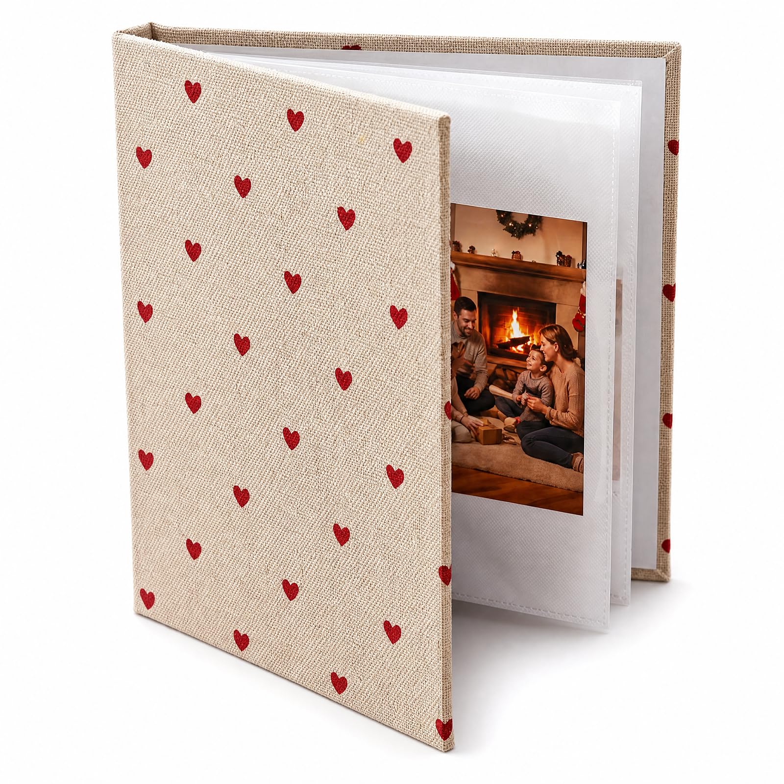 Portable Linen Cover Photo Album Holds 100 Pictures 10x15 cm 4x6 Inch Compact Memory Picture Book for Travel Wedding Birthday Anniversary Present(Red)