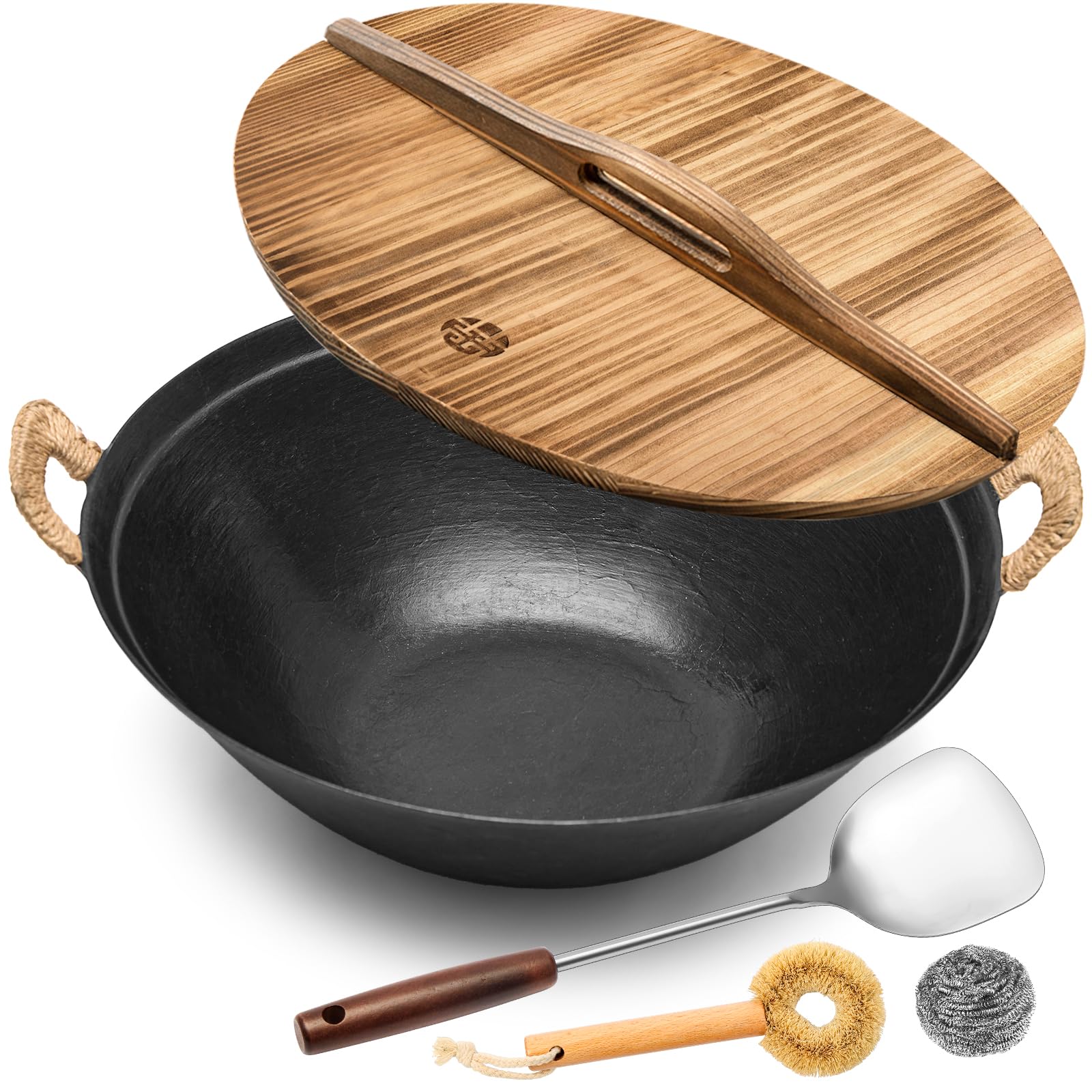 WANGYUANJI 13.4 inch Cast Iron Wok