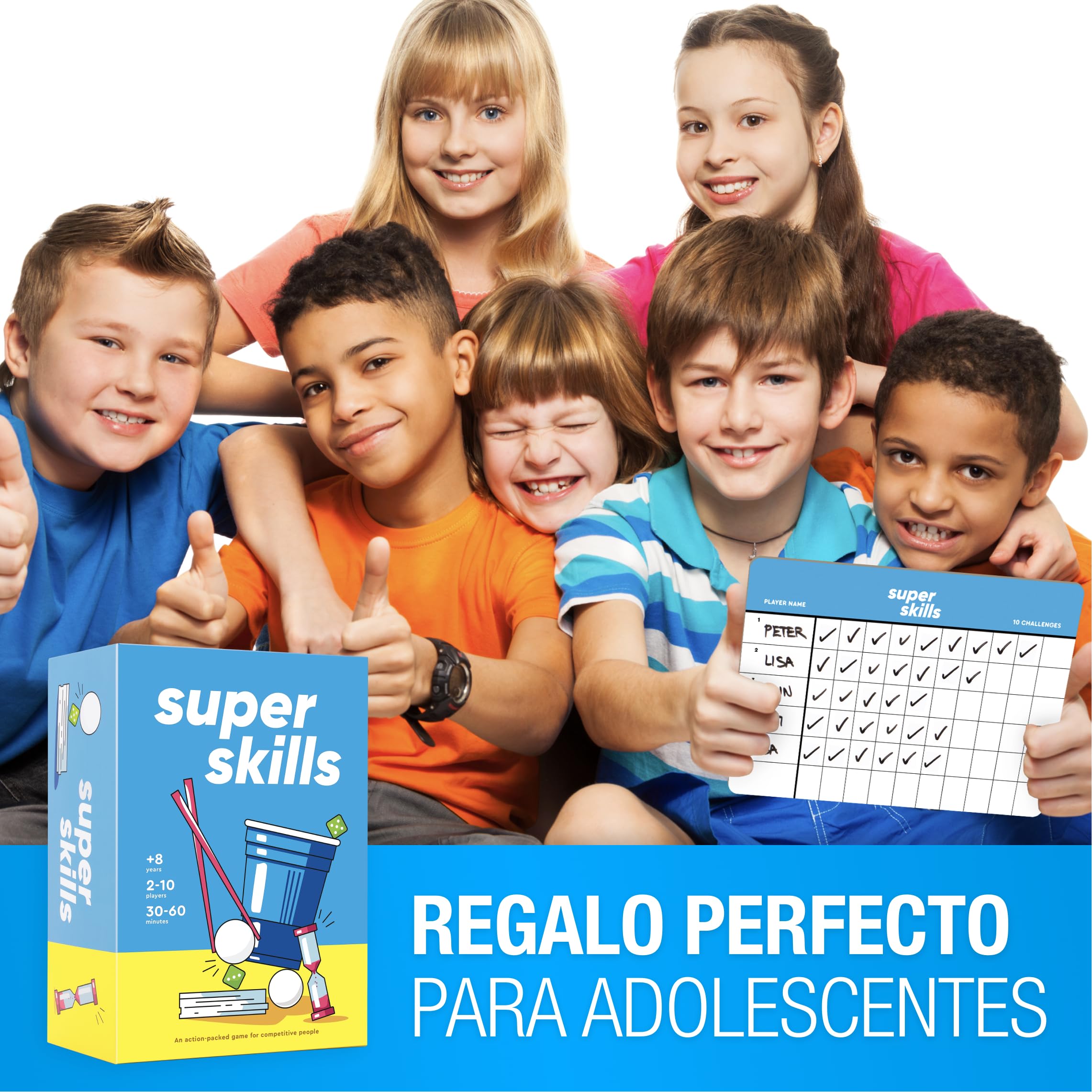 The World Game Super Skills - Juego de Mesa Divertido Lleno de Acción para Niños y Adultos - Regalo para Todas Las Edades - Español