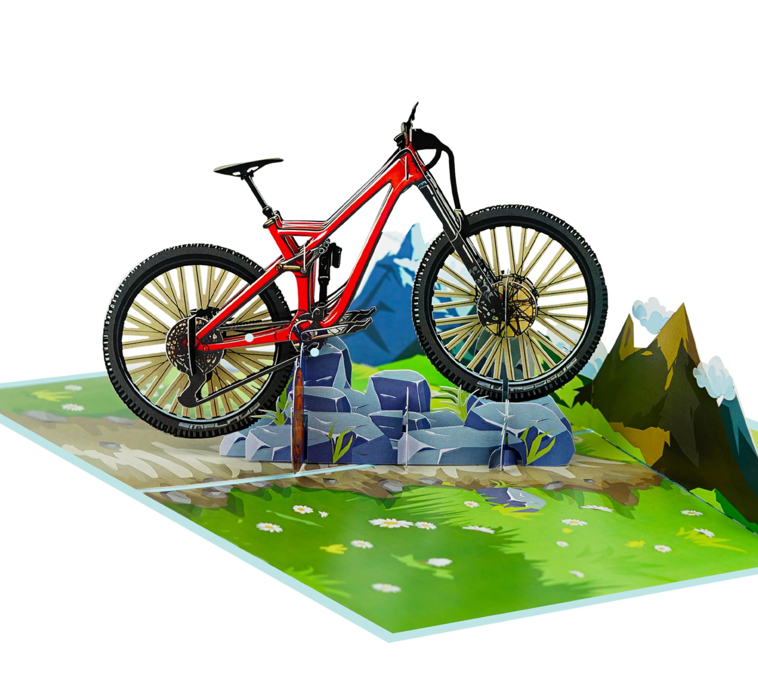 PQ Bees Mountain Bike Pop Up Birthday Cards for Men, Happy Husband Birthday Card, 3D Gift Card for Him, Dad, Brother, Son, Boyfriend, Granddad, Happy