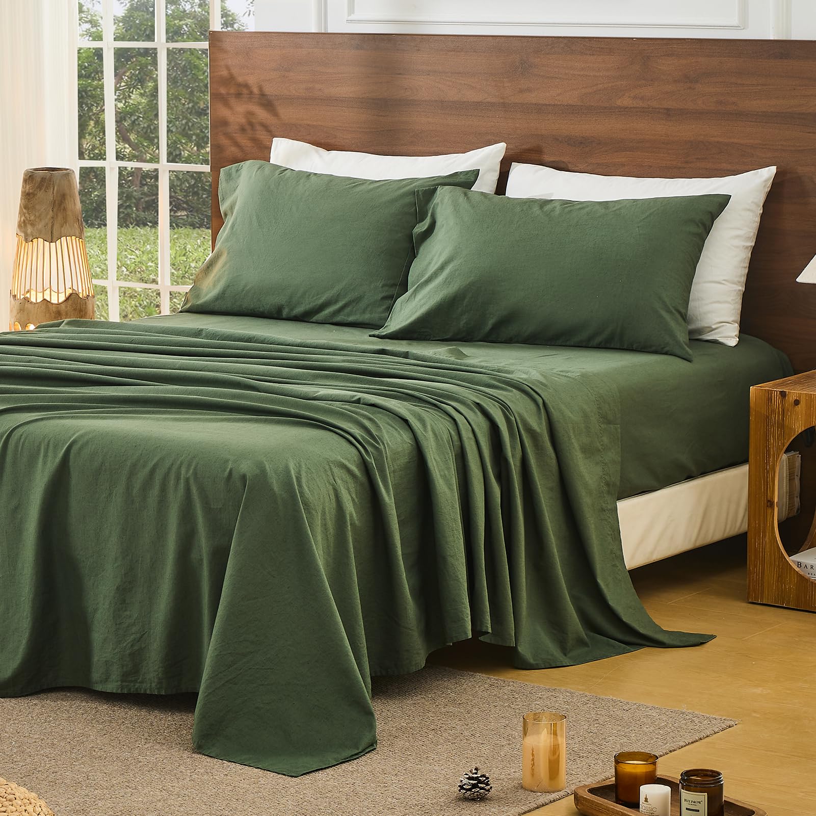 Bedlifes 100% French Linen Queen Bed Sheet Set – 16" Deep Pocket, 4-Piece | Soft & Durable, Breathable & Cooling, Pure Flax Linen, OEKO-TEX Certified,
