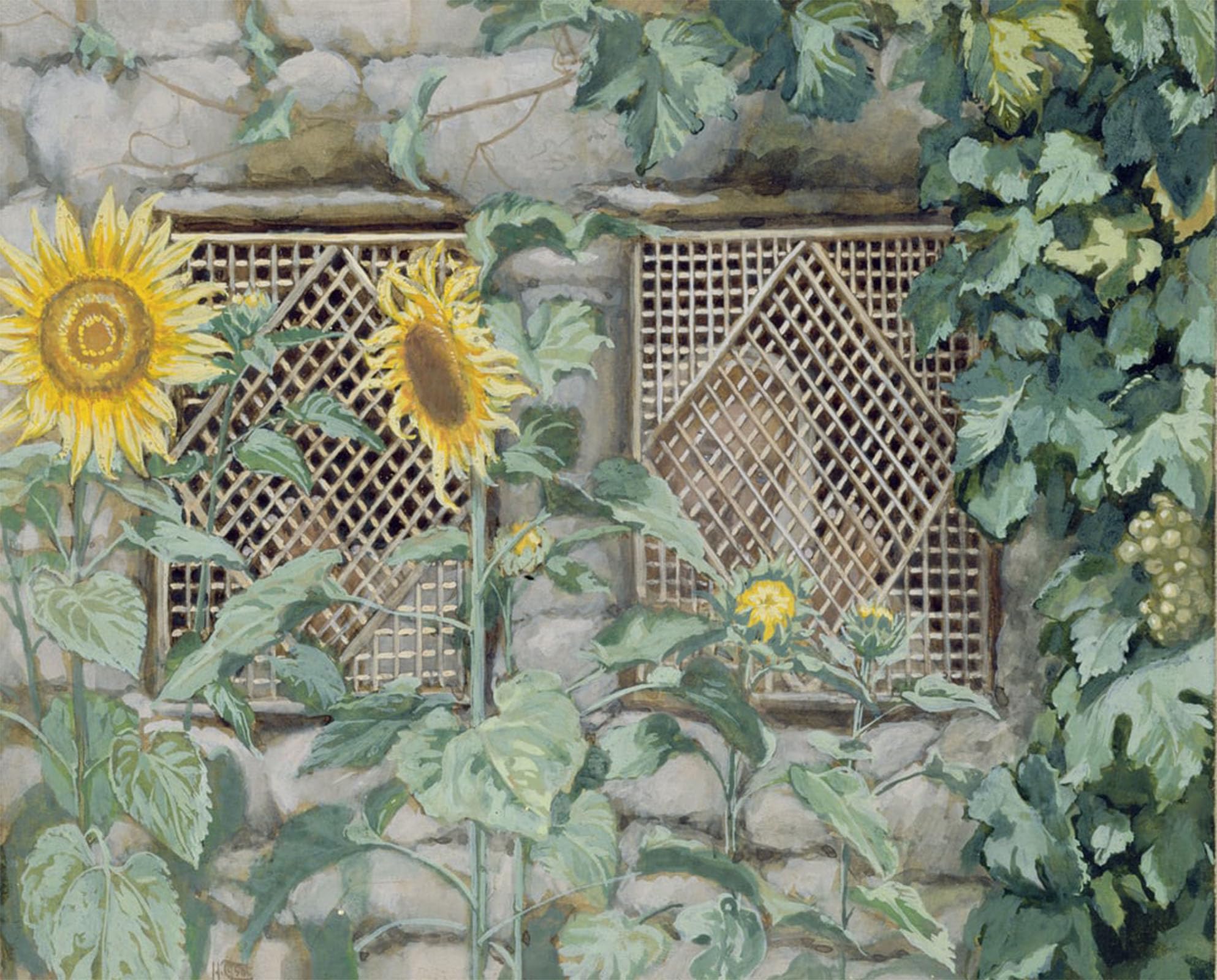 Serendipitp No Frame Retro Picture Poster Wall Art Pictures Painting Jesus Looking Through A Lattice With Sunflowers By Jacques Wall Art Canvas Print For Wall Decor 60X90cm
