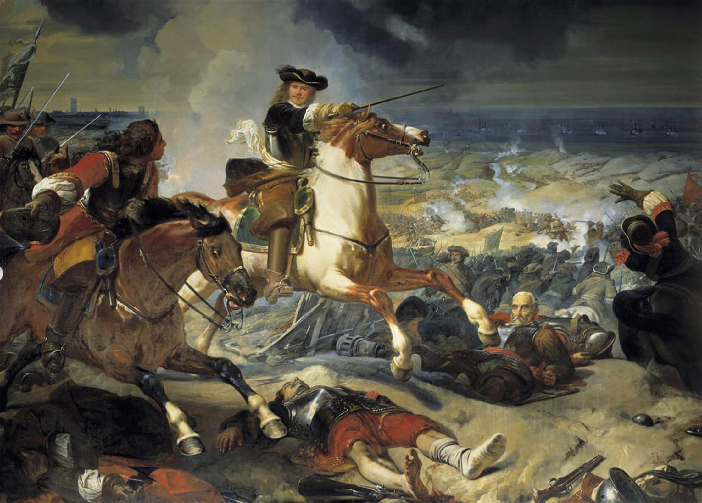 POSTERIIk Famous Print Pop Art Wall Art Graffiti Thirty Years War Battle of the Dunes At the Seat of Dunkirk Won by Charles Philippe Lariviere Art Prints for Home Decor 60x90cm