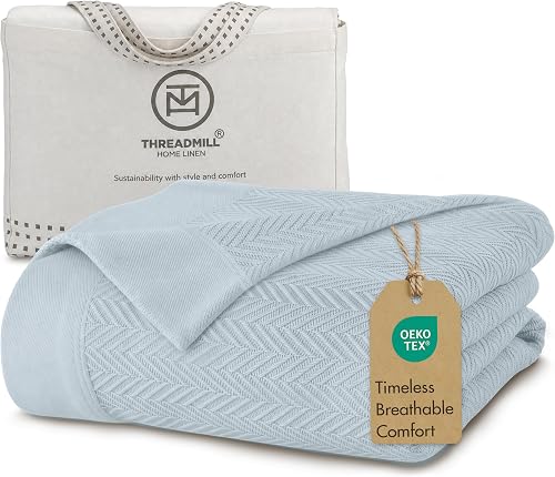 Threadmill Luxury 100% Cotton Twin Herringbone Blanket