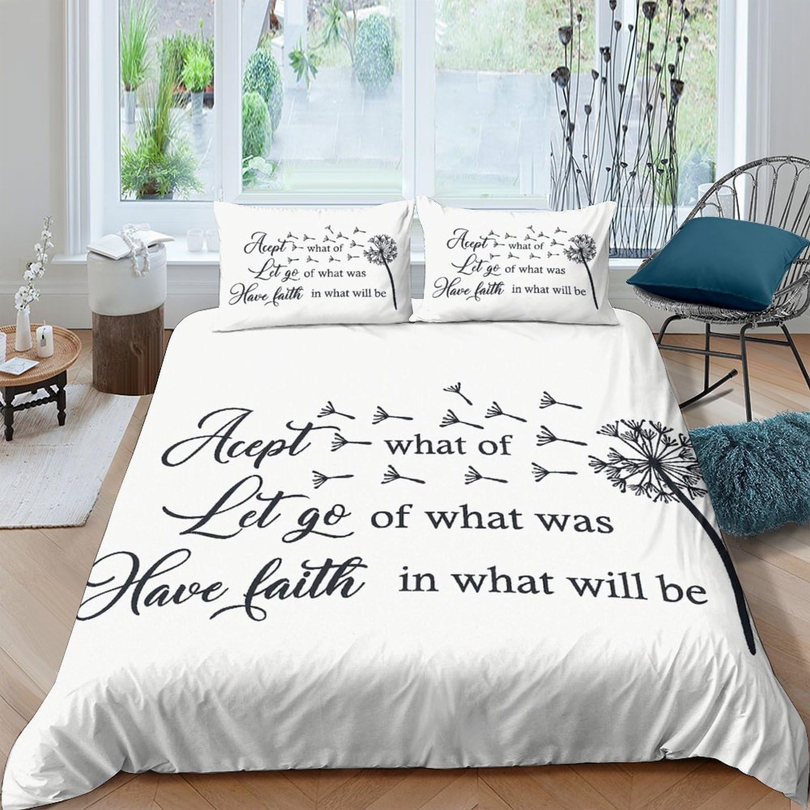 Ctjqhvkz Style-9 3D Printed Inspirational Quote Fitted Sheet Microfiber White Dandelion Birds Mattress Cover For Bedroom Home Decor Single（135X200cm）