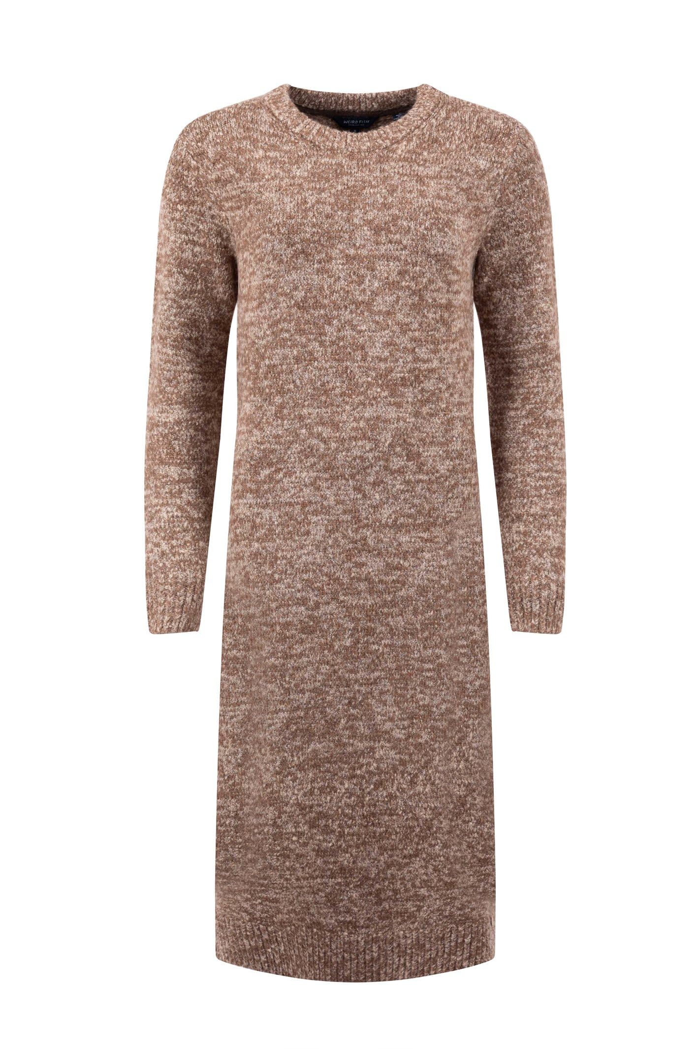 Weird Fish Women's Light Brown Hawkins Knitted Midi Dress In | Size: 20