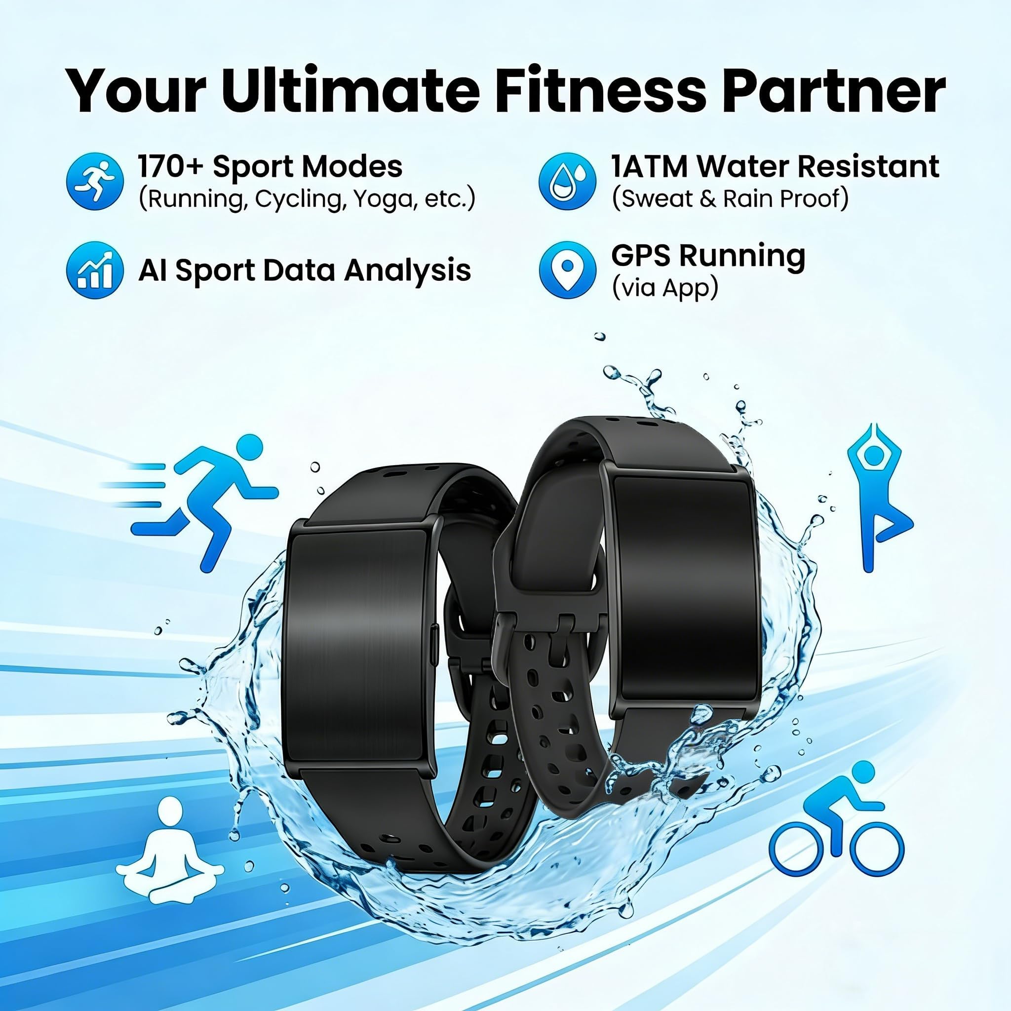 Fitness-Tracker | 24/7 Aktivitäts- und Schlaftracking, Herzfrequenzmessung | 10 Tage Akku, 50+ Sportmodi, HYROX & Krafttraining | Kein ABO nötig | Kompatibel mit Android & iPhone