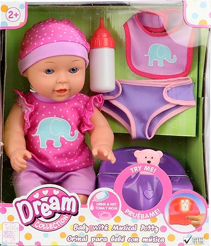 Miniatura 2 de DREAM COLLECTION Muñeca bebé de 12 pulgadas con orinal musical en rosa
