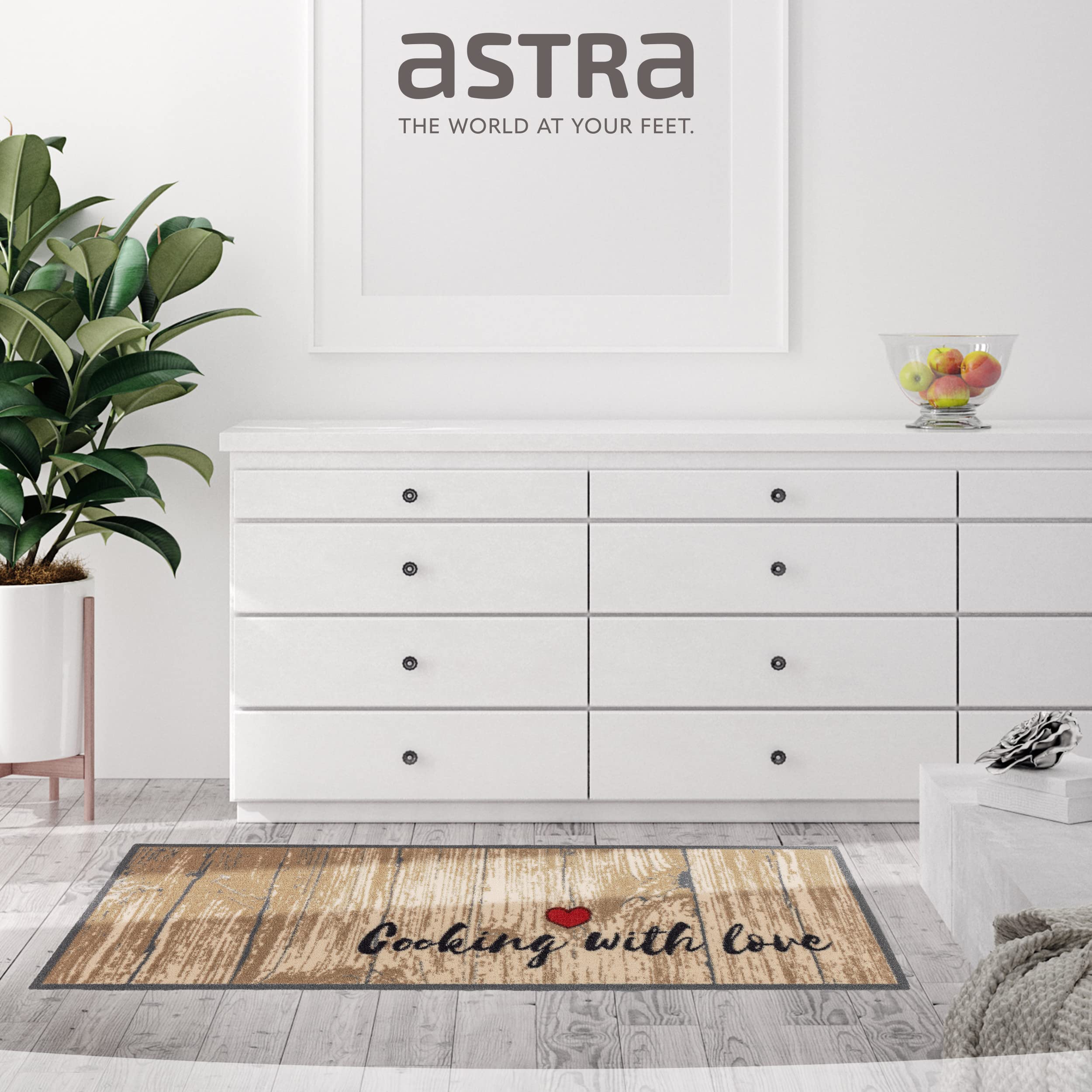 Astra Tappeto ingresso interno antiscivolo 50 x 150 cm Cucinare con amore - Tappetino antisporco assorbente - Lavabile a 30°C - Tappeto moderno per ingresso