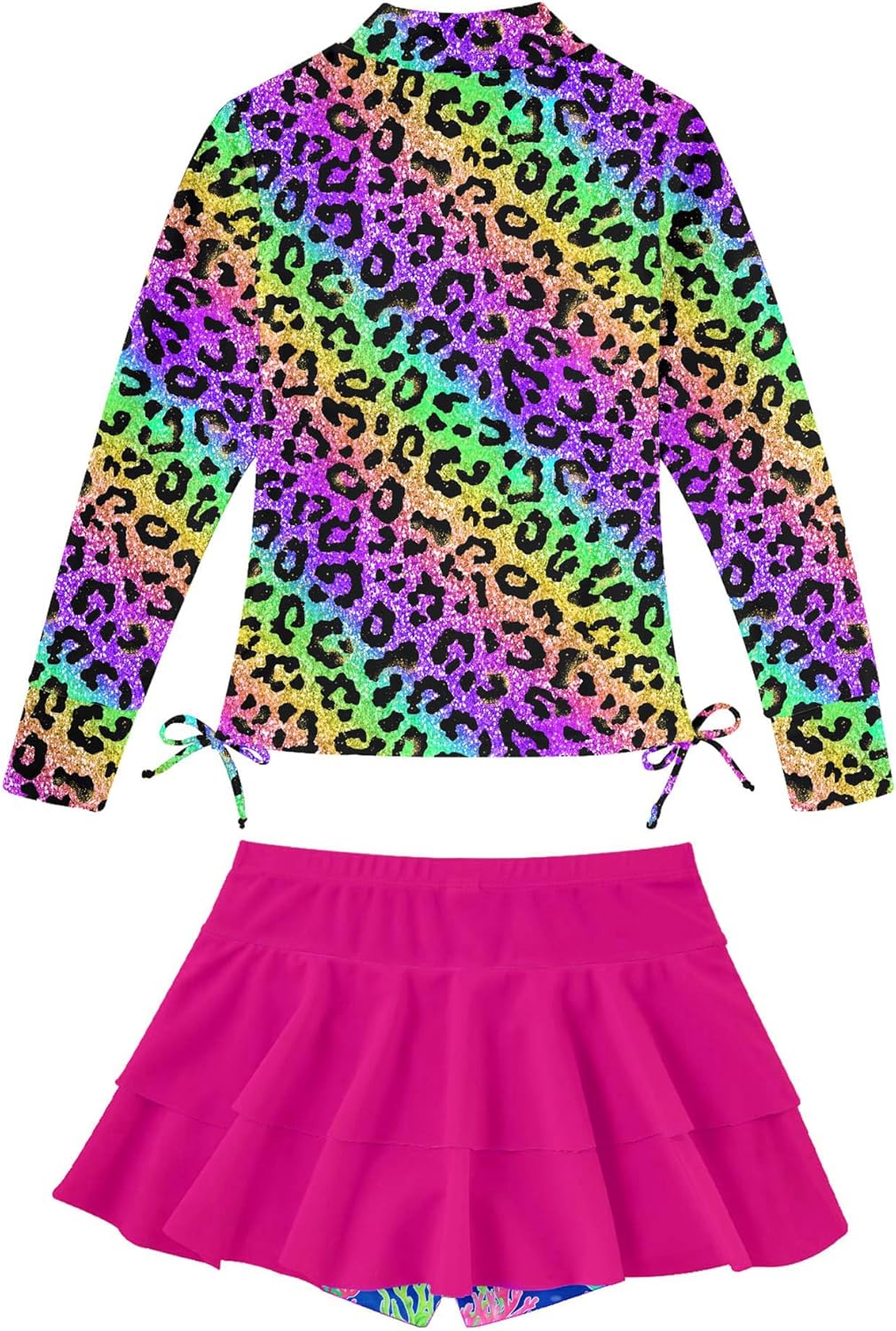 Vogseek 3-12T Girl Swimsuits 2pcs Long Sleeve Swim Rashguard Bathing Suit with Cover-ups Skirt - Image 2