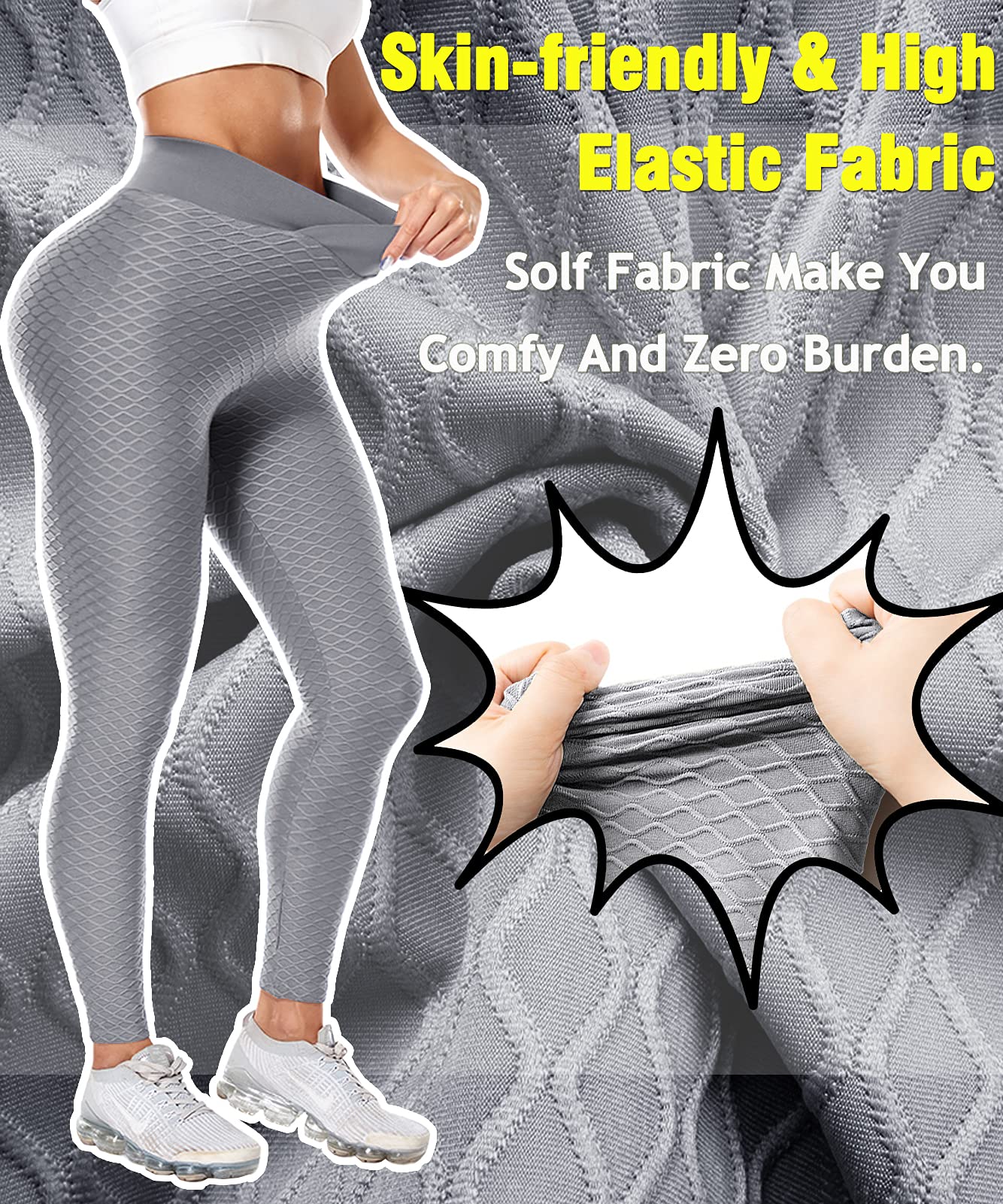 Women V Cross Waist Butt Lifting Crossover Leggings Scrunch Workout Booty Leggings for Women High Waisted