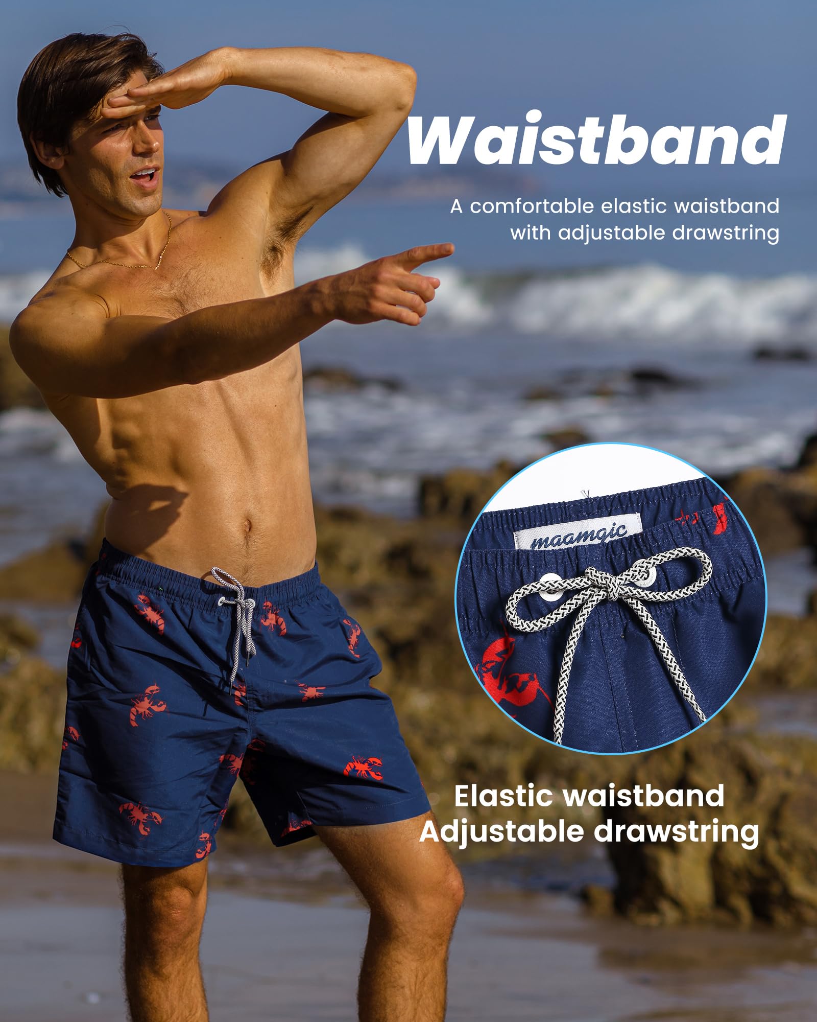 MaaMgic Pantaloncini da Bagno da Uomo Asciugatura Veloce Costume da Bagno per Surf sulla Spiaggia Multi-funzioni Allenamento casa con Fodera in Mesh con Fodera in Mesh