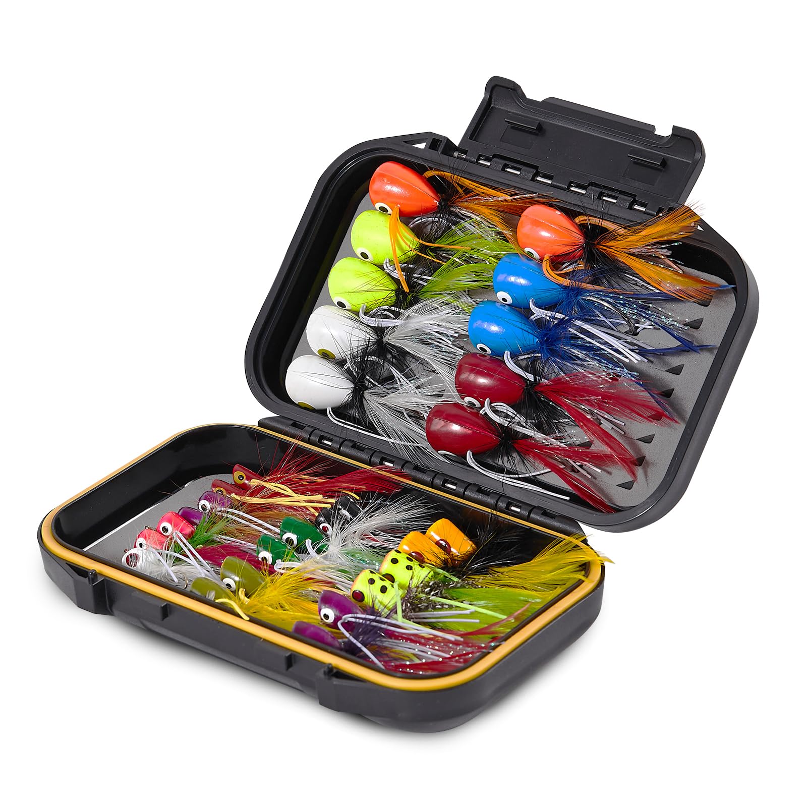 22/30pcs Fly Fishing Popper Flies Kit, Trout Bass Bluegill Panfish Crappie Salmon Sunfish Steelhead Popper Flies for Fly Fishing Fly Popper Lures