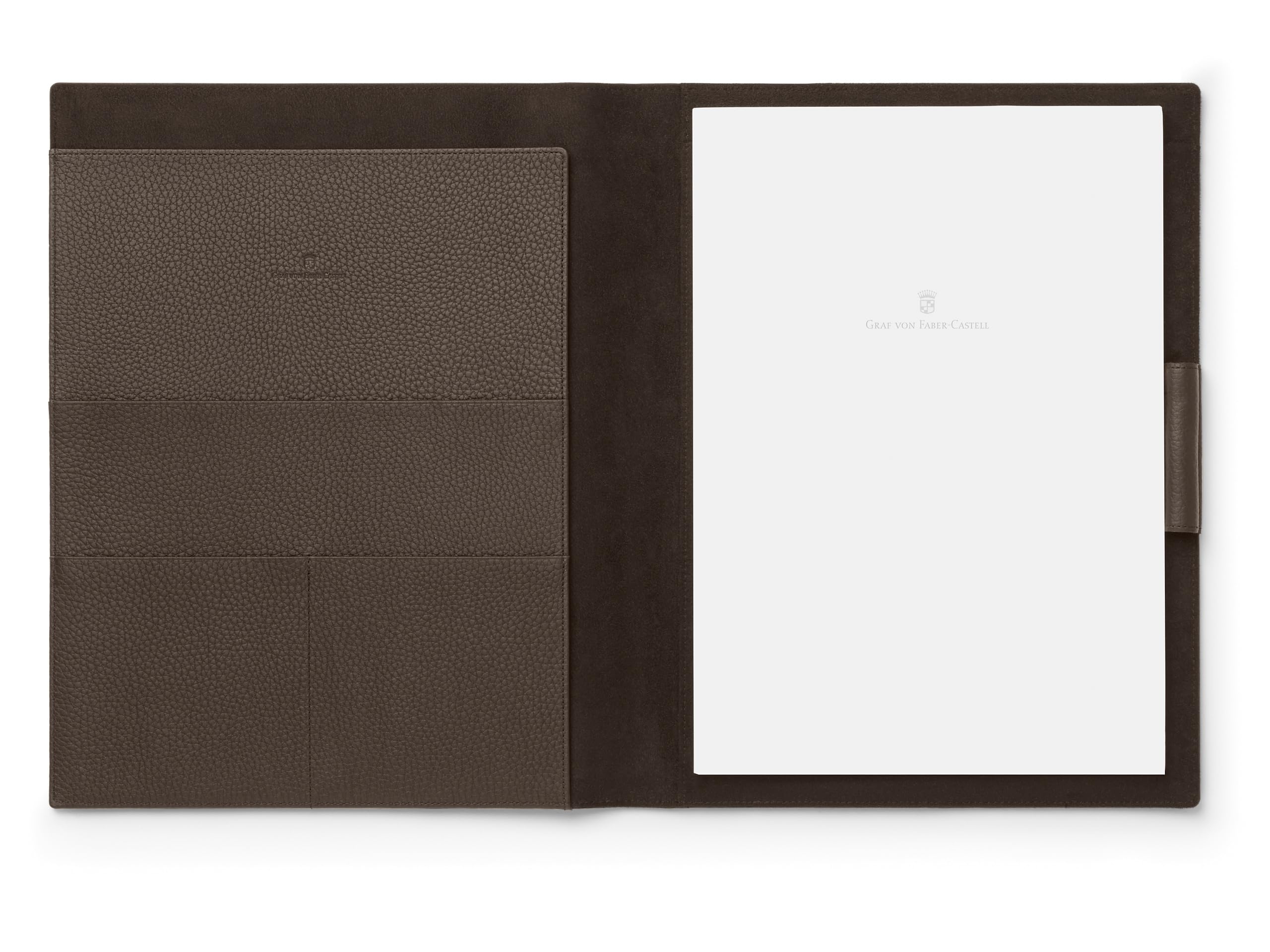 Graf von Faber-Castell 118779 - Porte-bloc DIN A4 Cashmere, Marron foncé, avec bloc-notes, passant pour stylo et compartiments