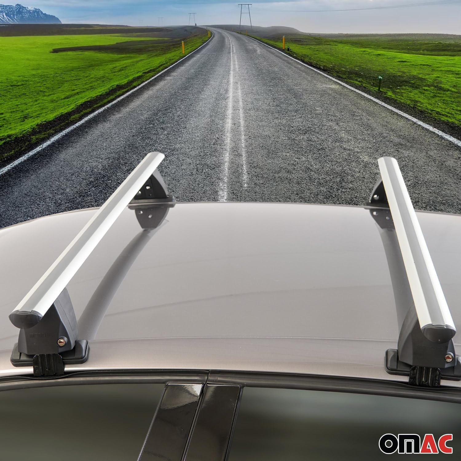 OMAC Roof Rack Cross Bars Fits Toyota Camry (XV70) 2018 to 2023, Lockable, Smooth Roof Cars Aluminum, Silver