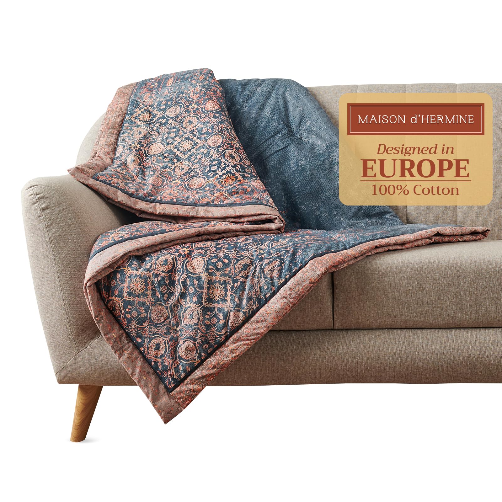 Maison d' Hermine Throw Blanket for Couch Lightweight Soft Warm Breathable Cotton Throw Blankets for Bed Girls Boys Women Men Travel Living Room Gifts