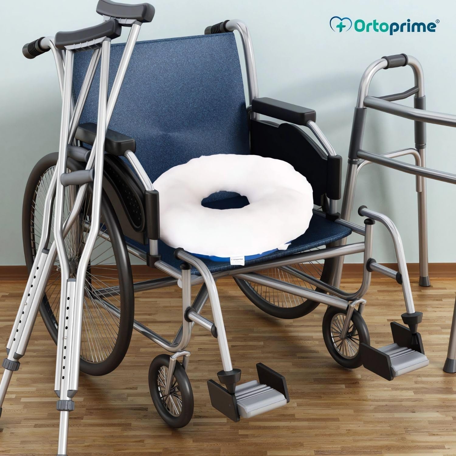 OrtoPrime Dekubitus Sitzkissen rund mit Aussparung - Antidekubitus Sitzring als Rollstuhlkissen - Ergonomisches Kissen für Rollstuhl - Büro - Auto - Zuhause