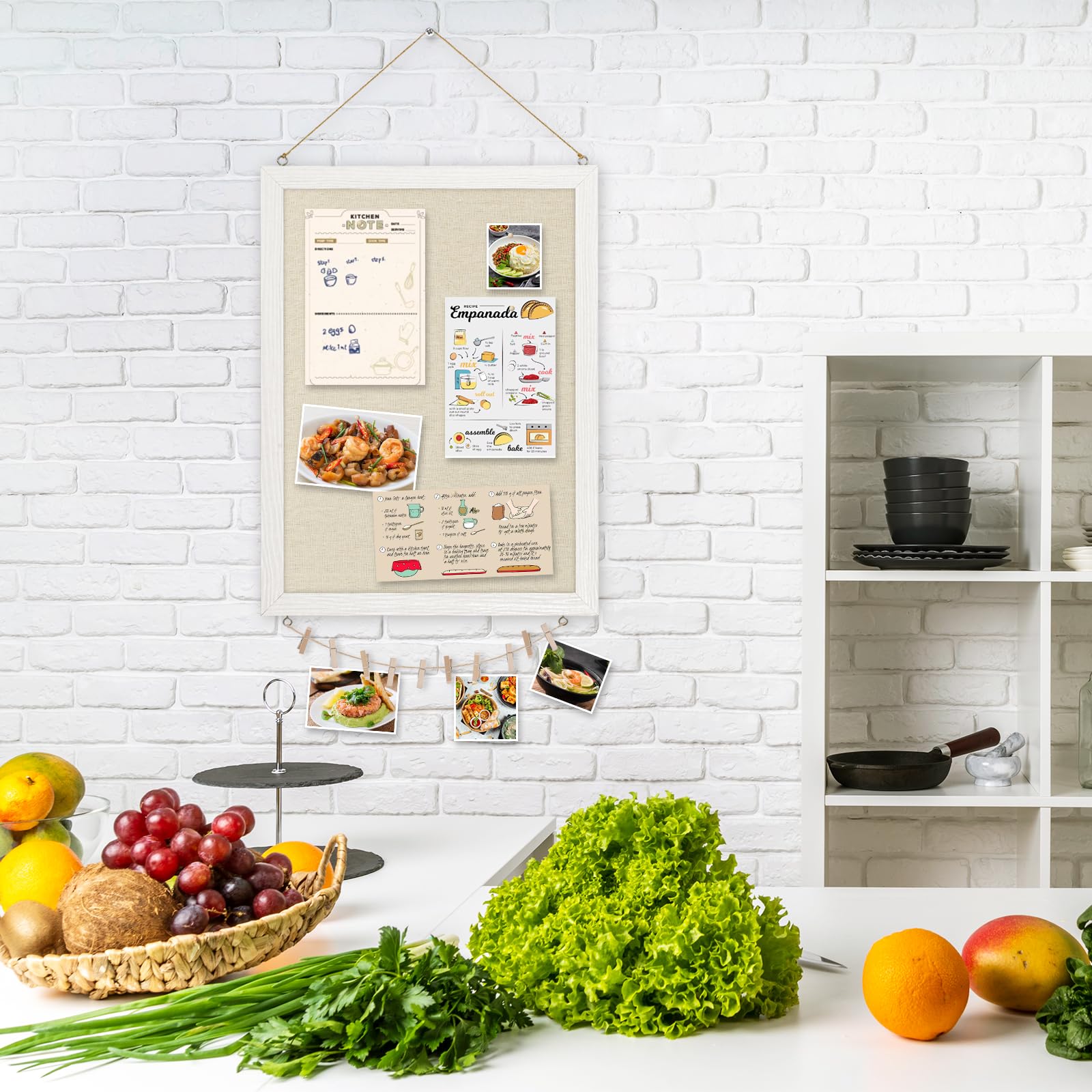 DOLLAR BOSS Bacheca in sughero con lino 30×40CM Lavagna in sughero piccola | bacheca in sughero bifacciale con legno cornice per casa, cucina e ufficio 1 pezzo