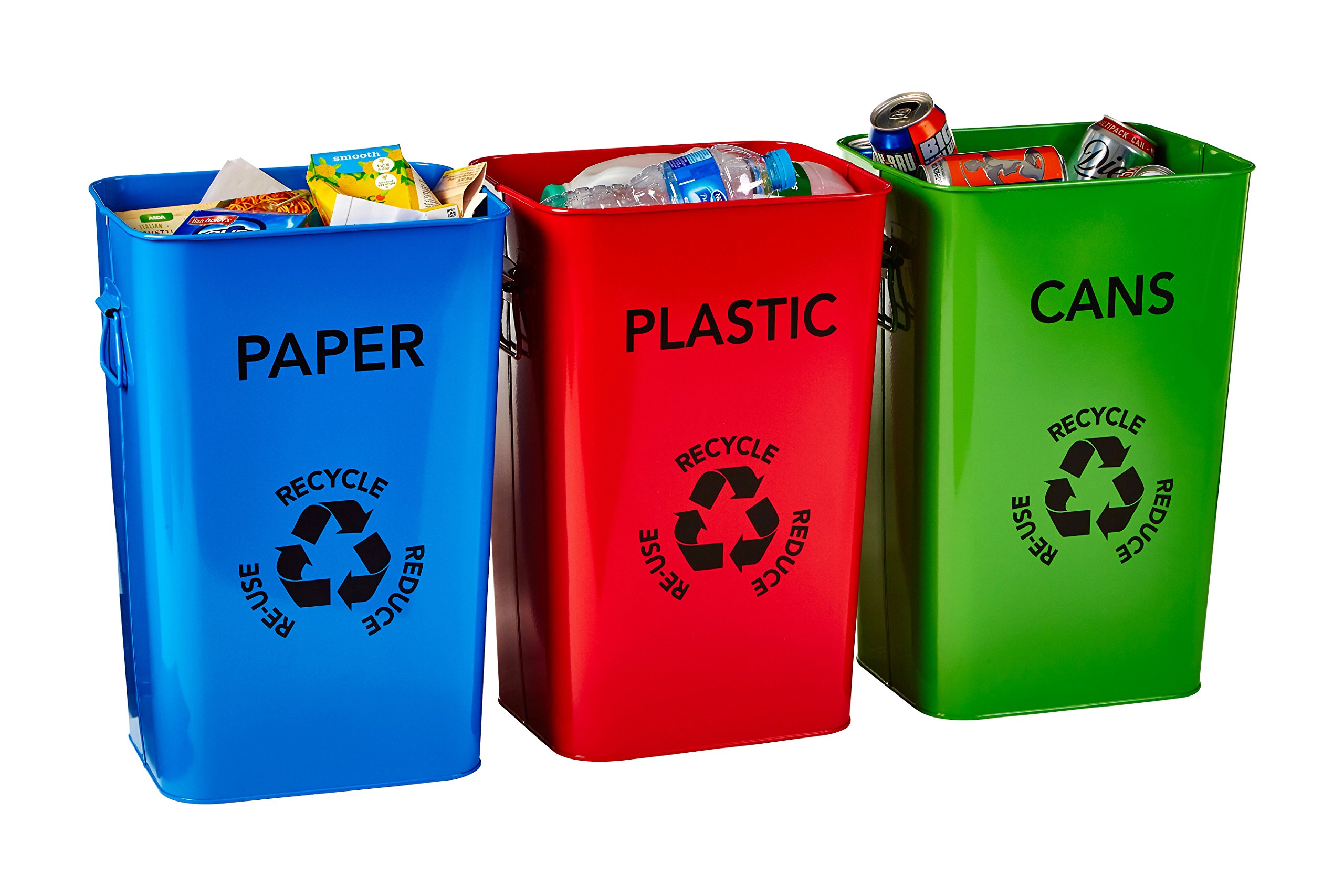 Premier Housewares - Cestini in plastica, Carta e lattine con Logo, Multicolore, Set da 3