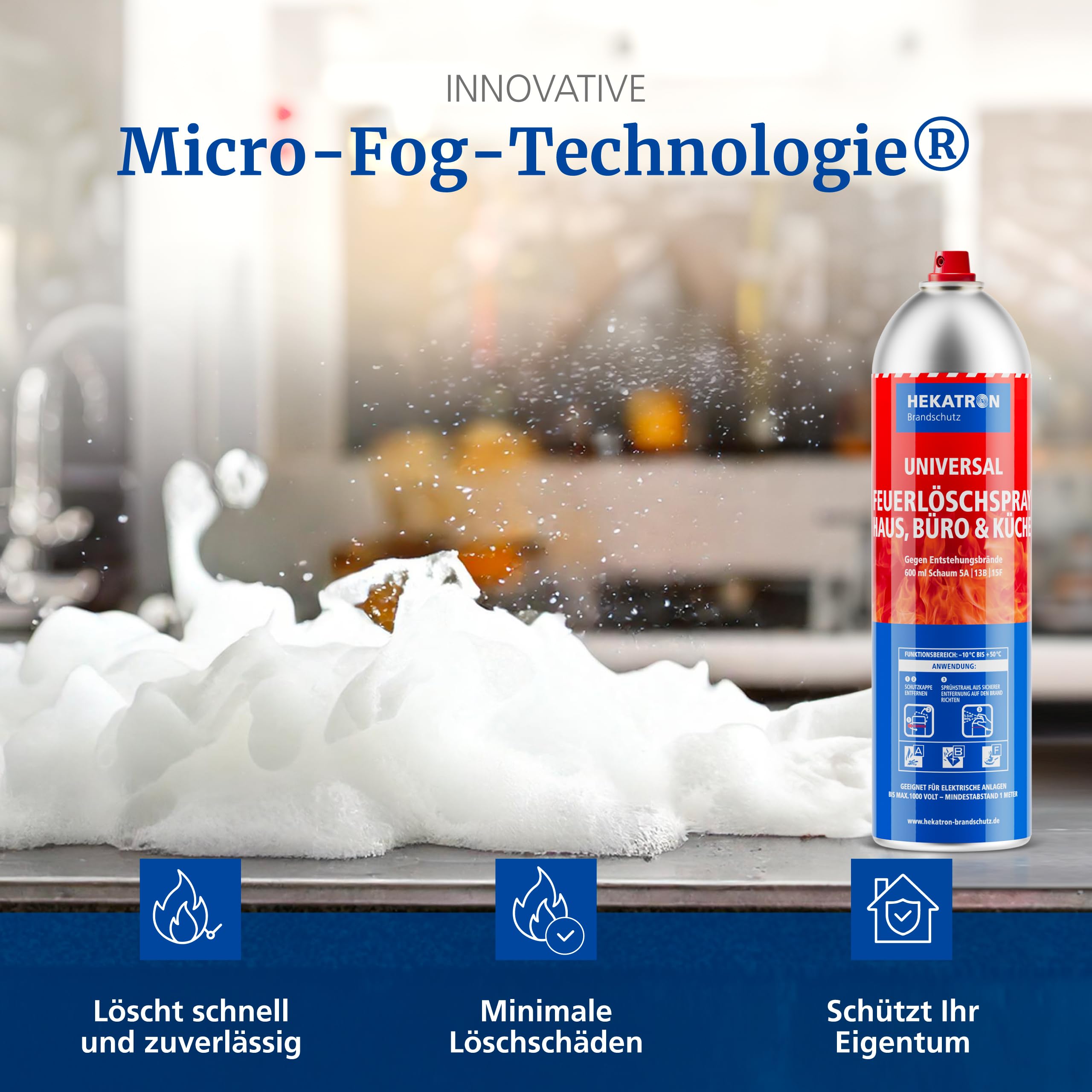 Hekatron Schaumfeuerlöschspray 600ml Brandklasse: A, B, F Inhalt 1 Pezzo