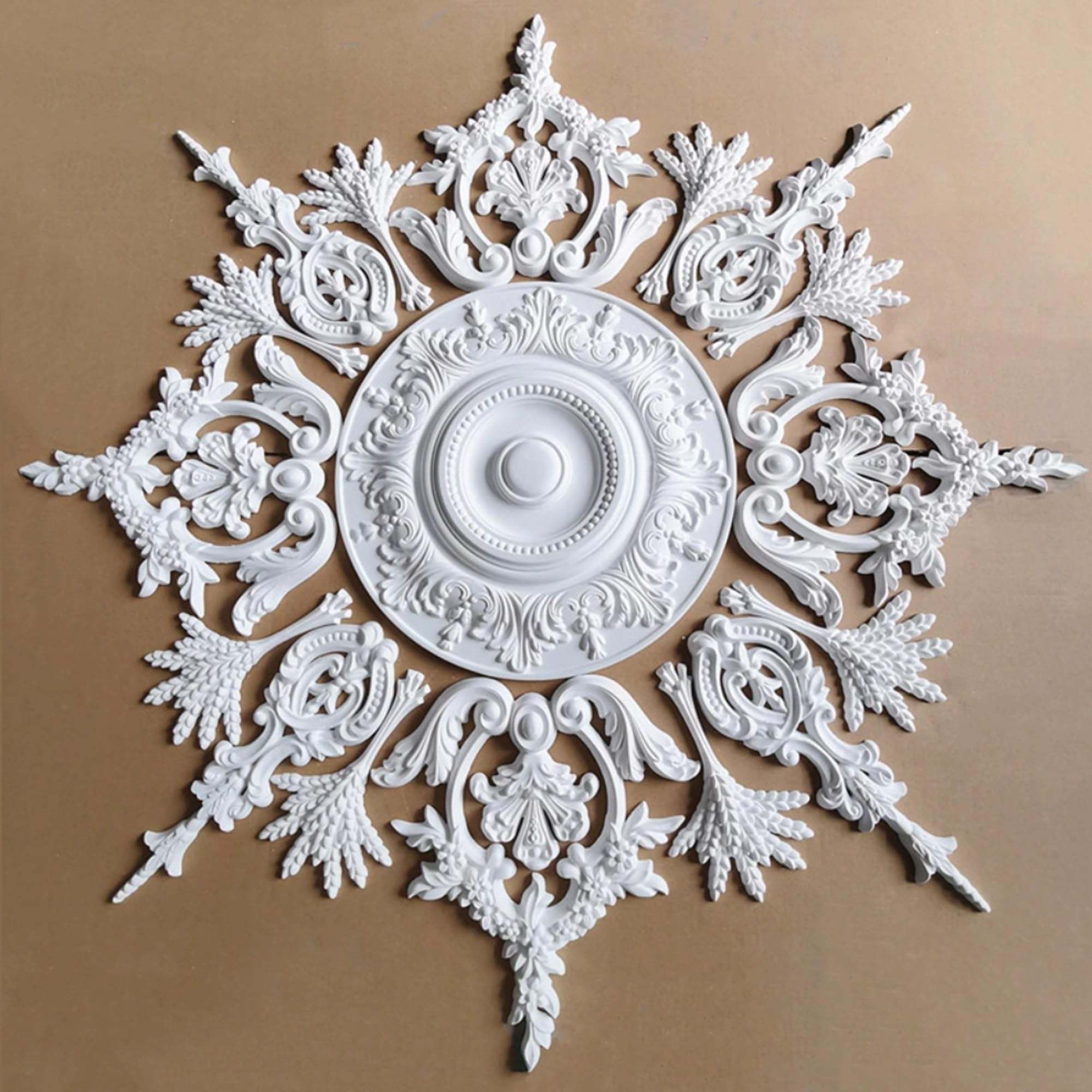 126cm Rosone Lampadario Soffitto Bianco Polistirolo Decorativo | Medaglione del Ventilatore Rotonda Moderno per Pareti Portalampada