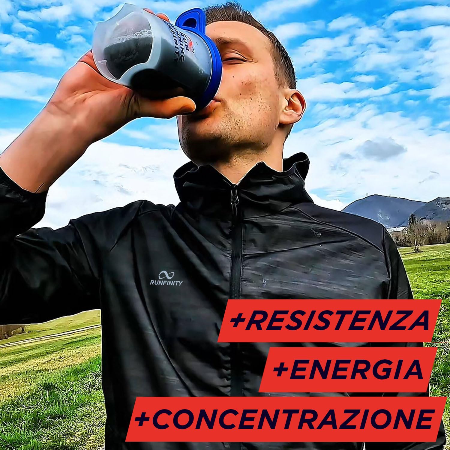 Pre Workout Runfinity – Booster di Energia a Lunga Durata: 4 Ore di Efficacia – Prestazioni Massime – Resistenza, Potenza & Concentrazione – Formula Premium con Ingredienti Brevettati