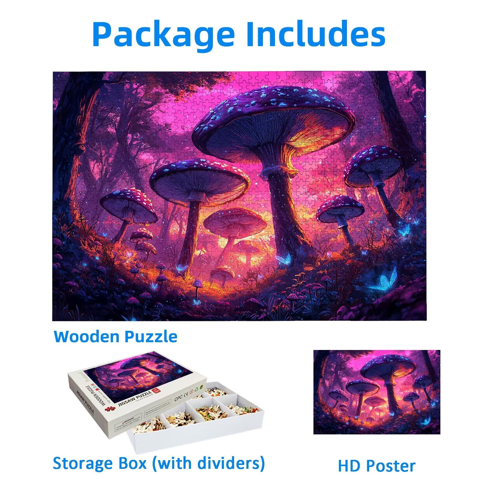 Puzzle 2000 Piezas, Puzzle Paisaje con Caja para Adultos, DIY Champiñón Rompecabezas Madera para Adultos, 2000 Piezas Rompecabezas Desafiante, para Decoracion Hogar, Regalo Mujer, Regalo Hombre, -2622