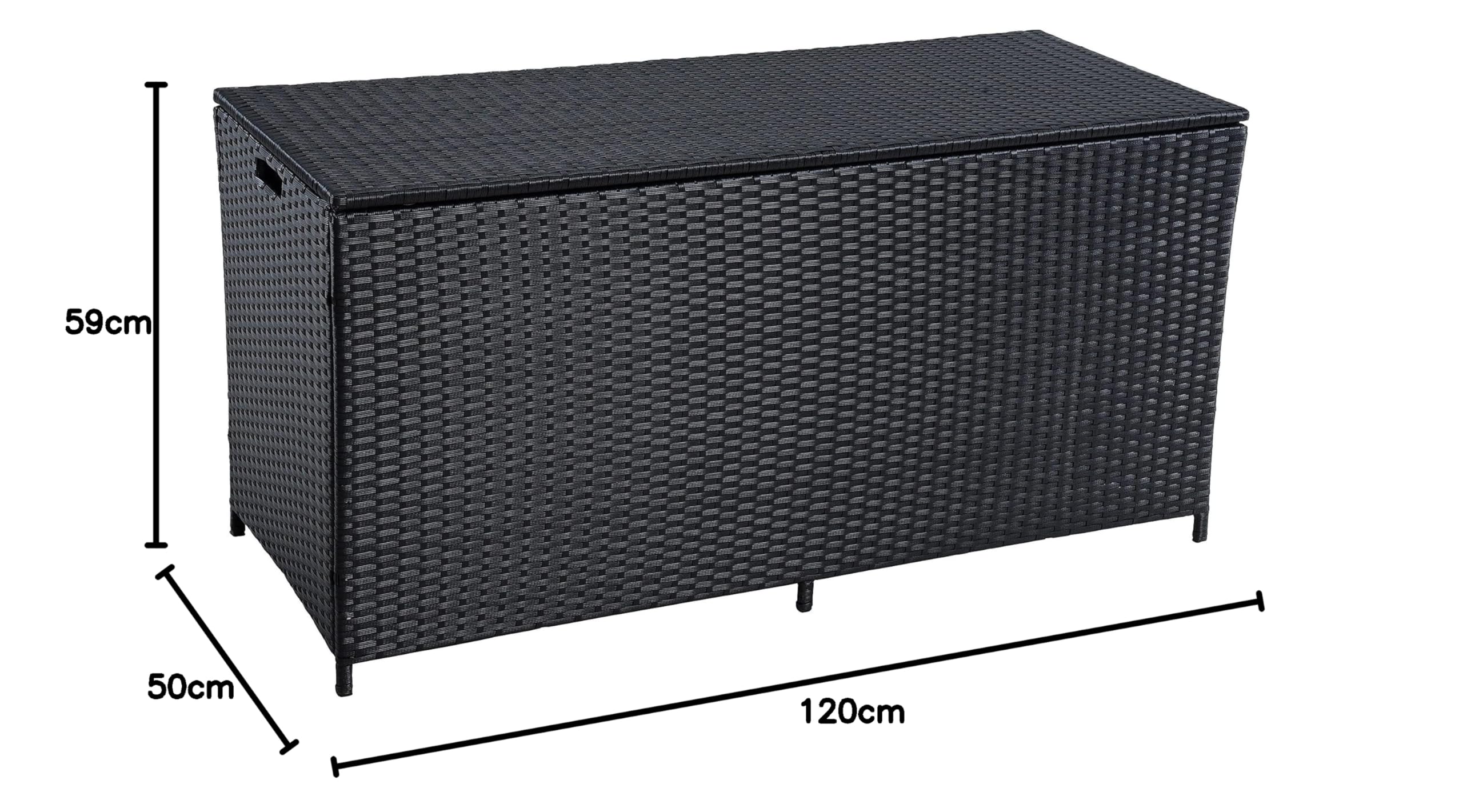 ESTEXO Polyrattan Auflagenbox Kissenbox Gartenbox Gartentruhe Aufbewahrungsbox Auflagentruhe Aufbewahrungstruhe Kissentruhe (Schwarz)