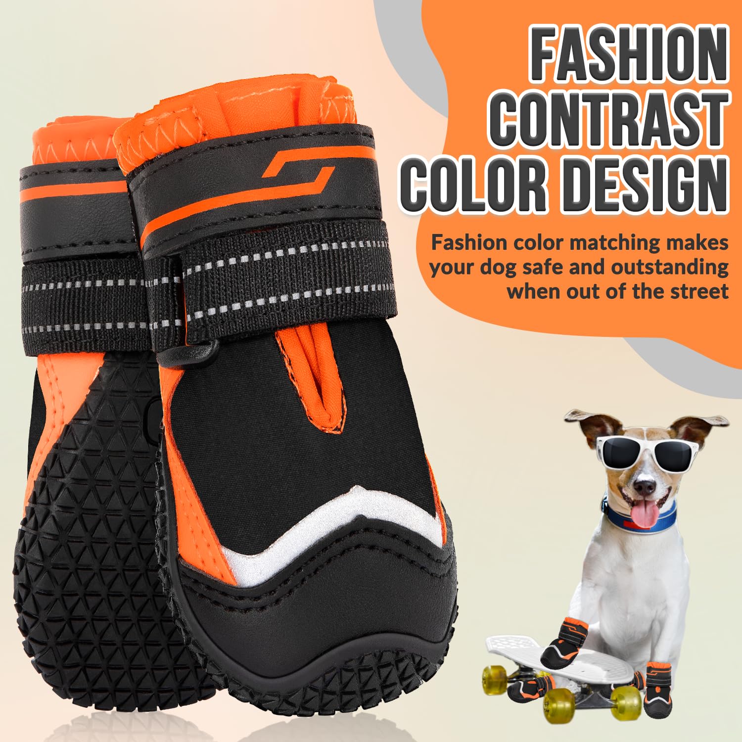 Eyein Dog Boots Paw Protector, Breathable Dog Boots for Injured Paws Waterproof, Dual Adjustable Washable Non-Slip Dog Shoes for Walking, Reflective Dog Shoes for Small Medium Large Dogs(2pcs) — view 27