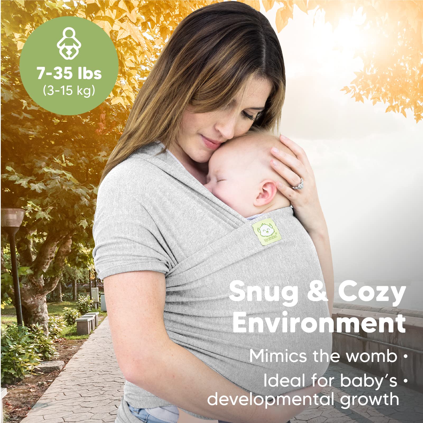 KeaBabies Baby Wrap Carrier - All in 1 Original Breathable Baby Sling, Lightweight,Hands Free Baby Carrier Sling, Baby Carrier Wrap, Baby Carriers for Newborn, Infant Baby Wraps Carrier(Light Heather)