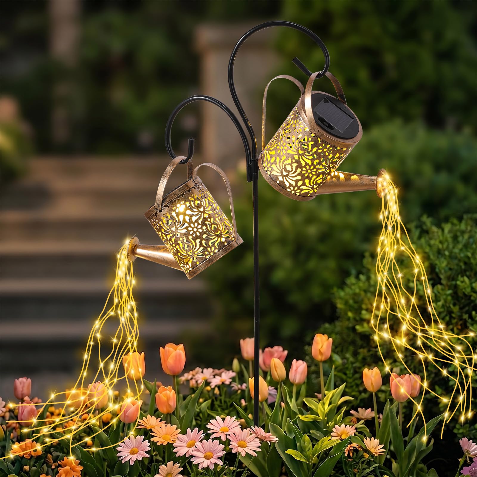ZKLiLi Solar Watering Can with Cascading Lights Garden Decorative,Hanging Pathway Solar Light Outdoor Waterproof, Hanging Lantern Decorative, Garden Decoration Gift for Women Mom