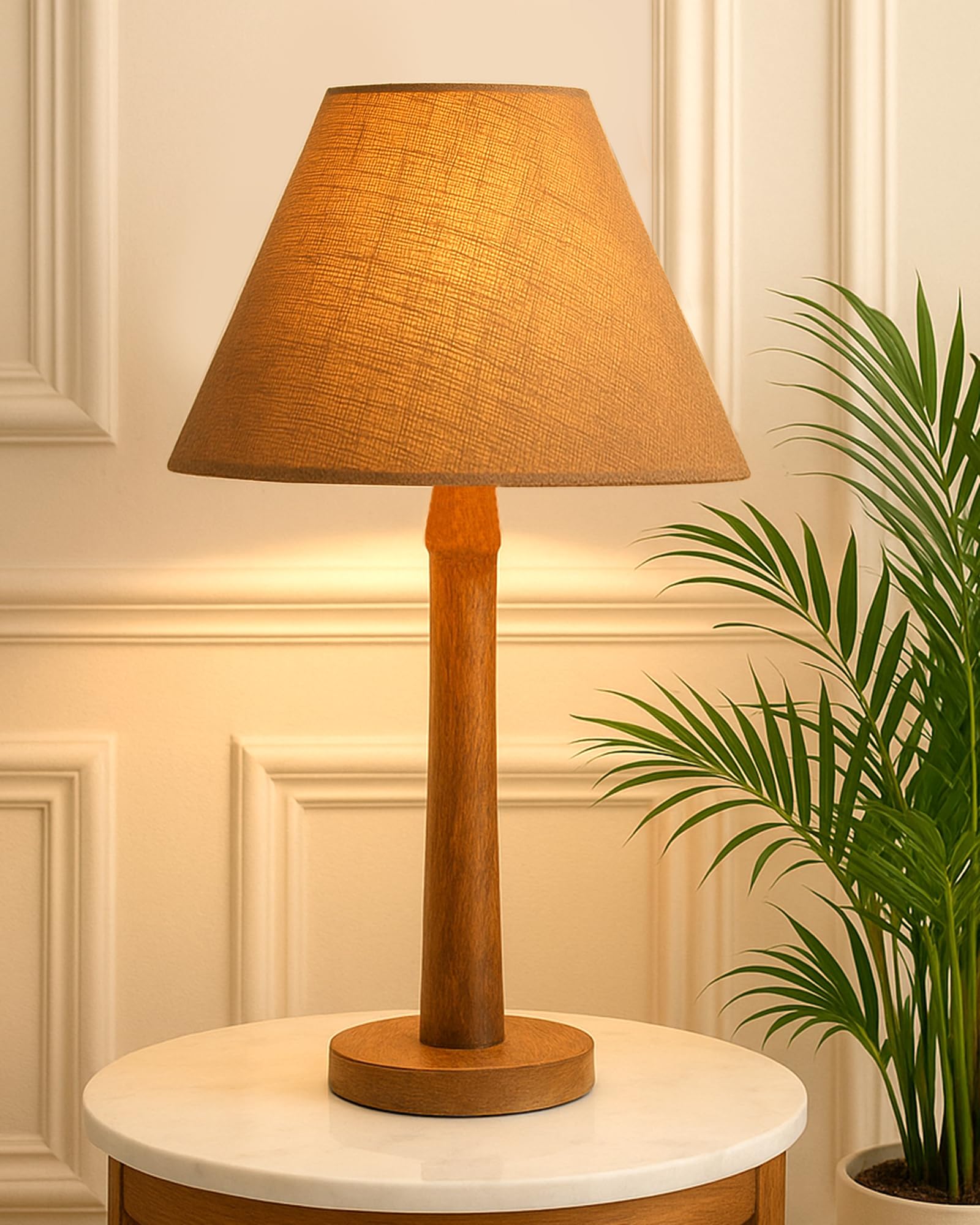 Homesake® Table Lamps for Home Decoration Items, Side Table Lamp for Bedroom Decoration Items, Night Lamp for Bedroom Table, Balcony/Room Decoration Items for Home Decor, Nordic - (Wooden Base, Jute)-image-45