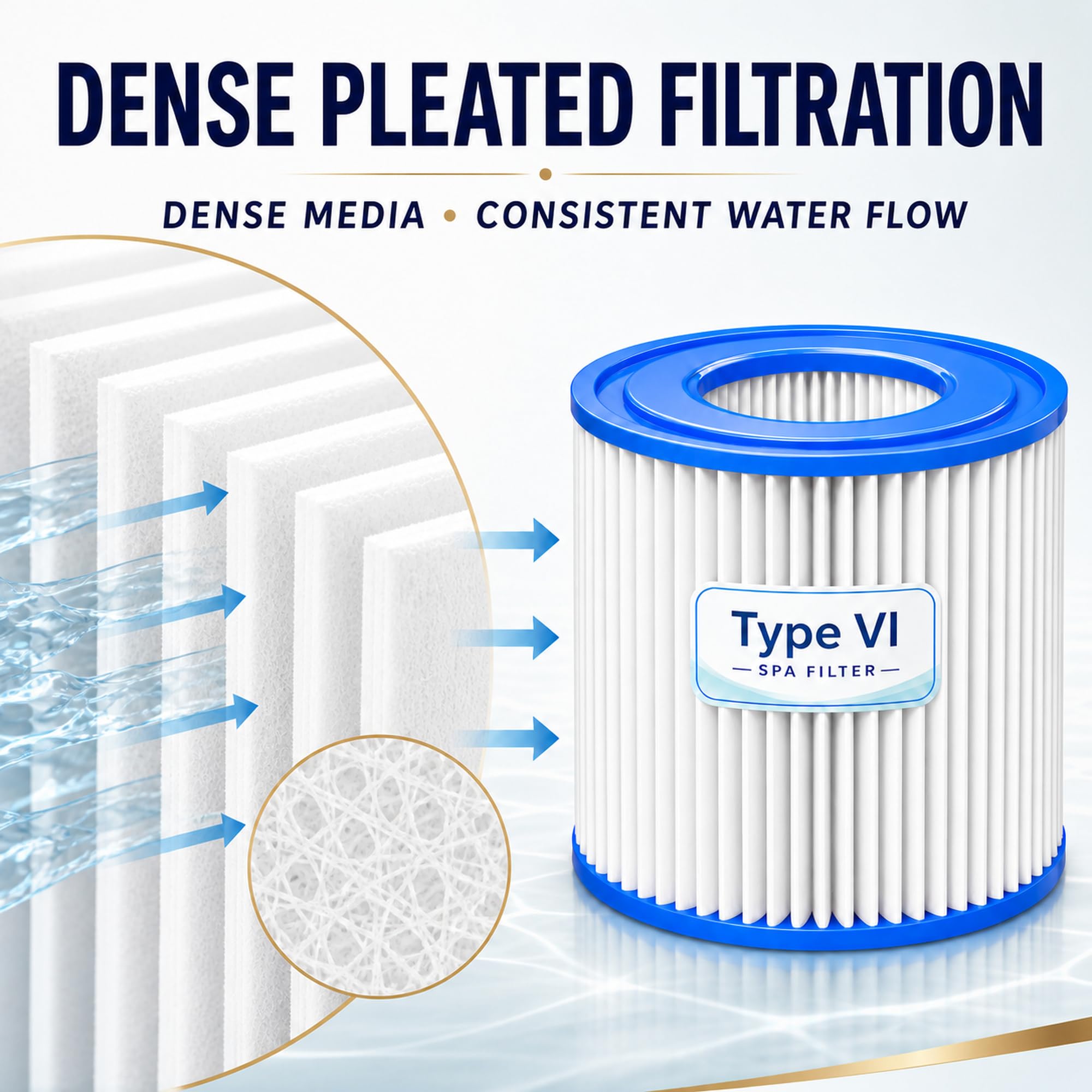 Filtro de piscina tipo VI compatible con cartucho de filtros Bestway Saluspa para bañera de hidromasaje, filtros de repuesto para bañera de hidromasaje Coleman 90352E 58323, para filtros